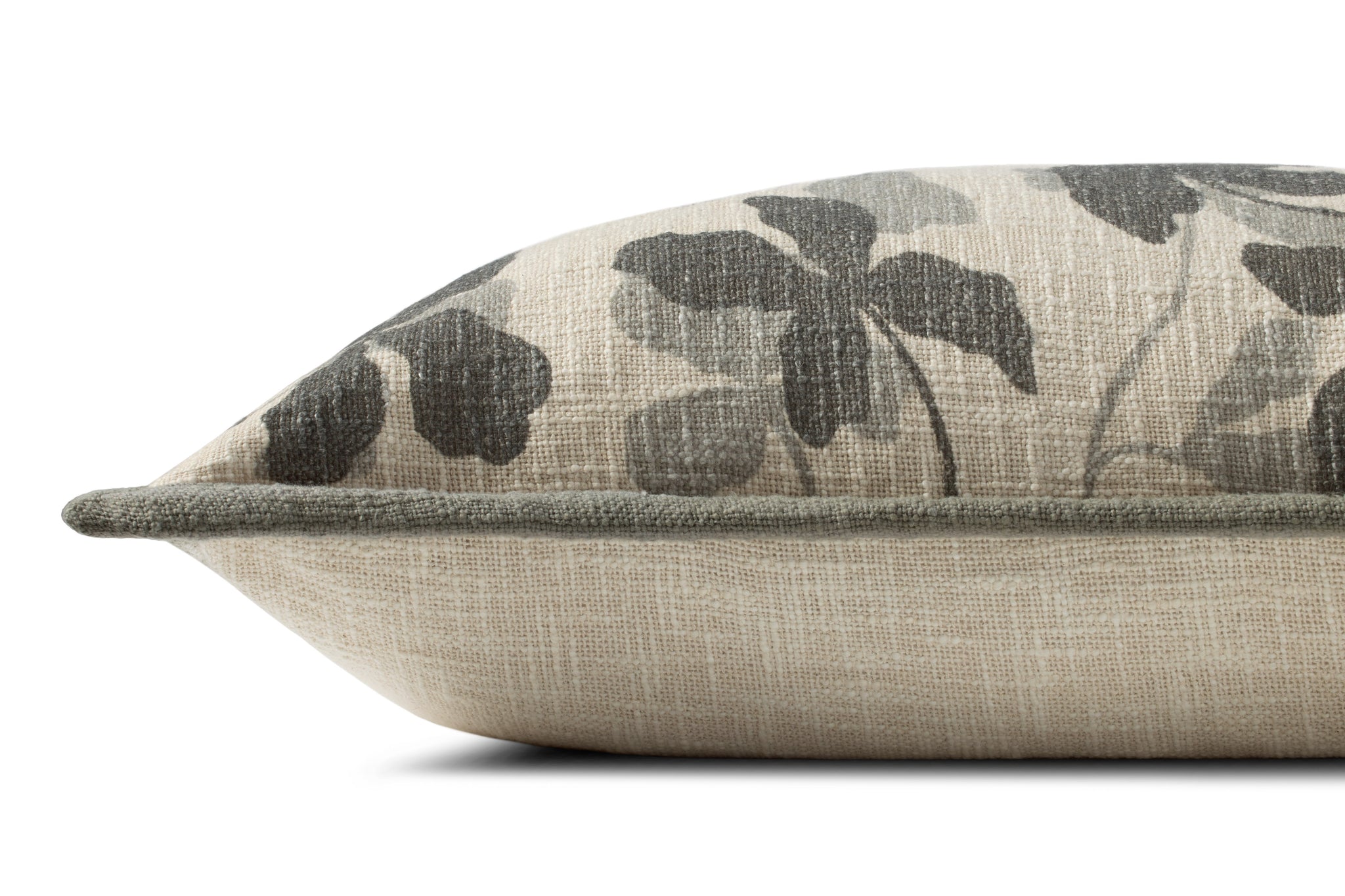 Charcoal / Natural Pillow shown from another angle.