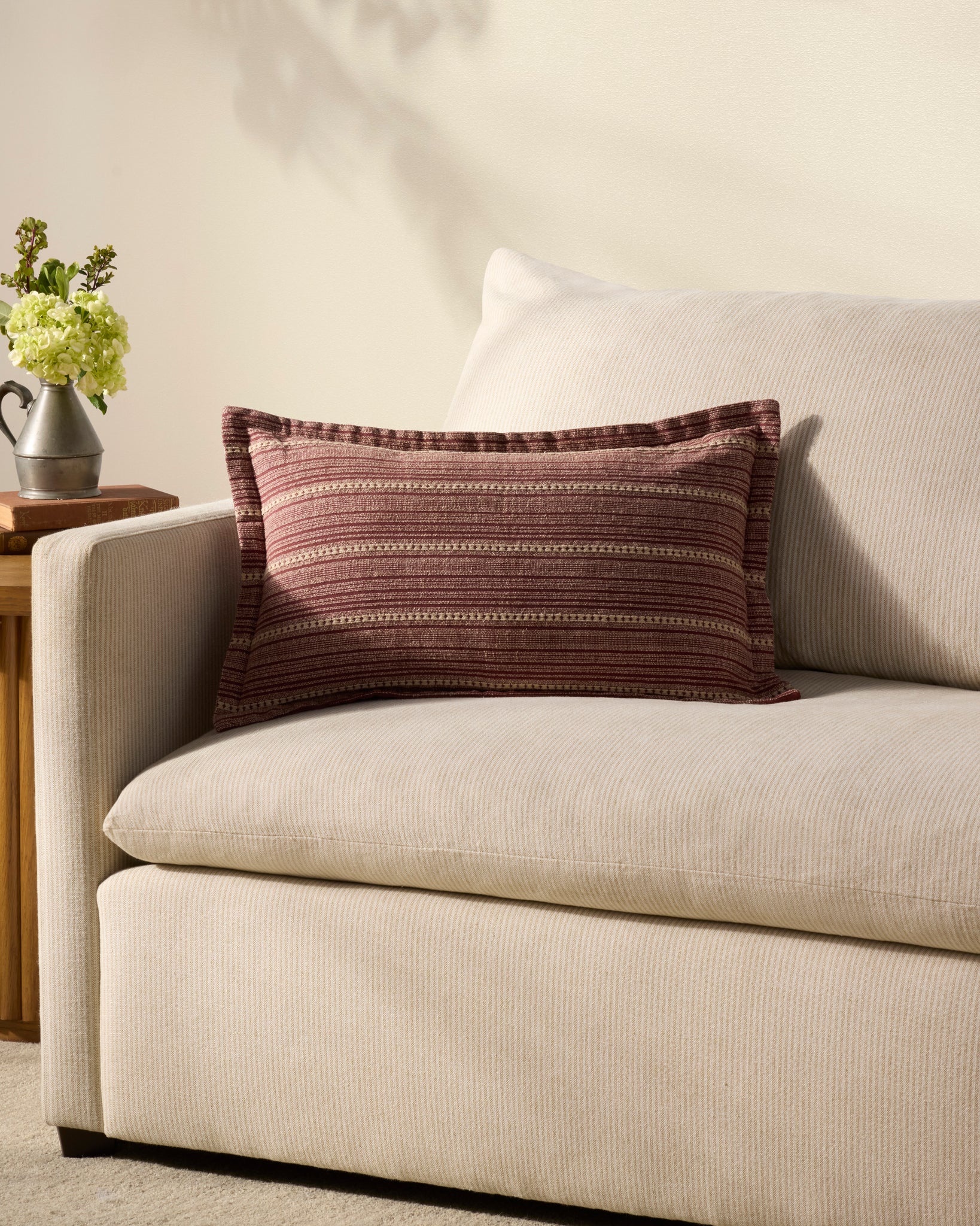 Howie Wine / Natural Pillow shown from another angle.