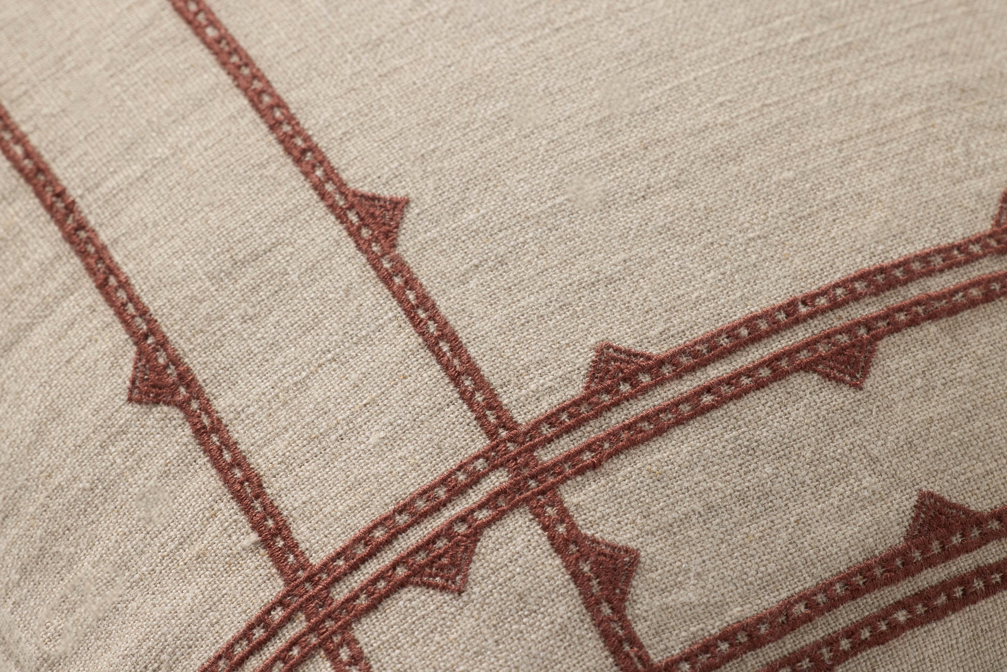 Natural / Rust Pillow (Pattern 2) shown from a different angle to reveal its pattern.
