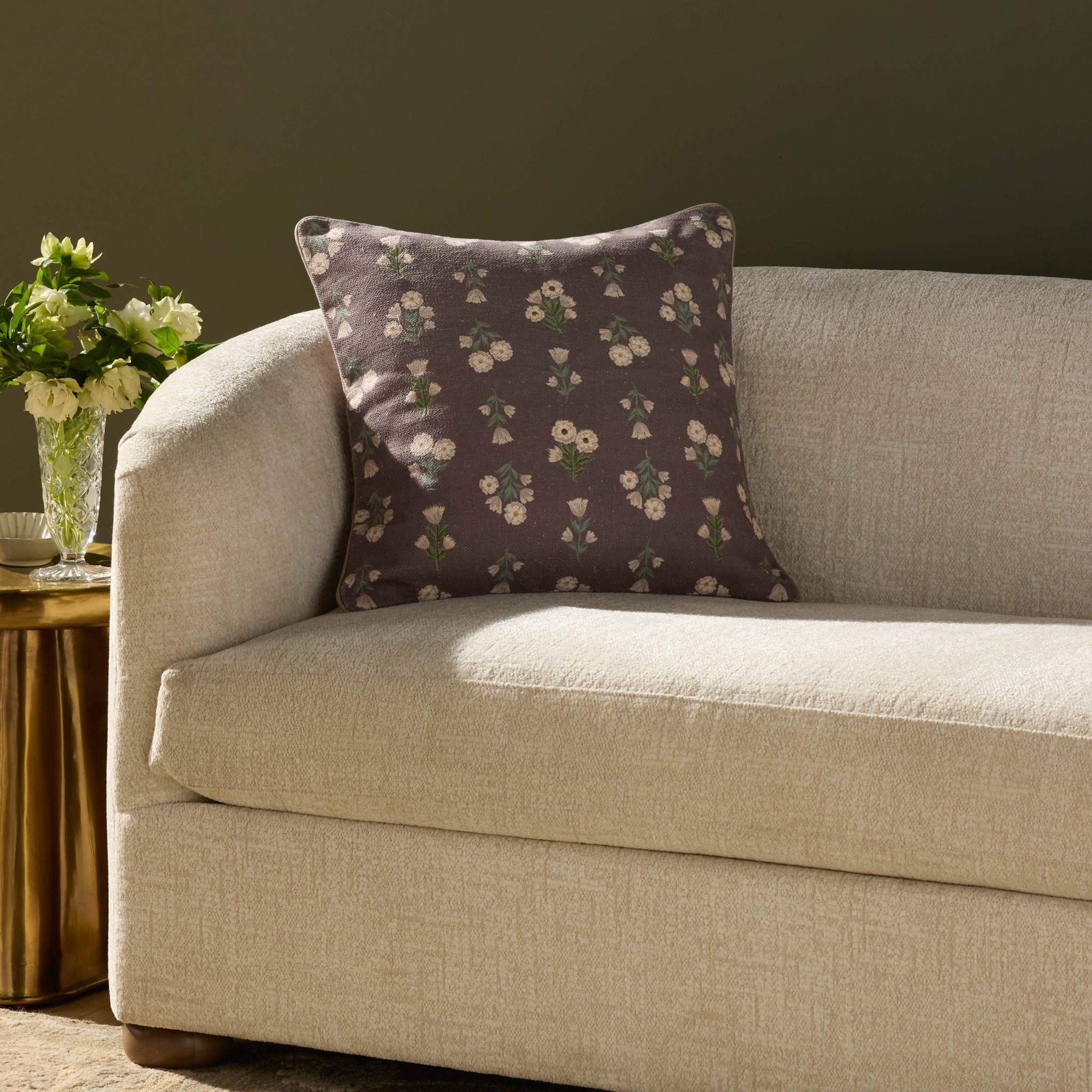 Posie Mauve / Multi Pillow shown from another angle.