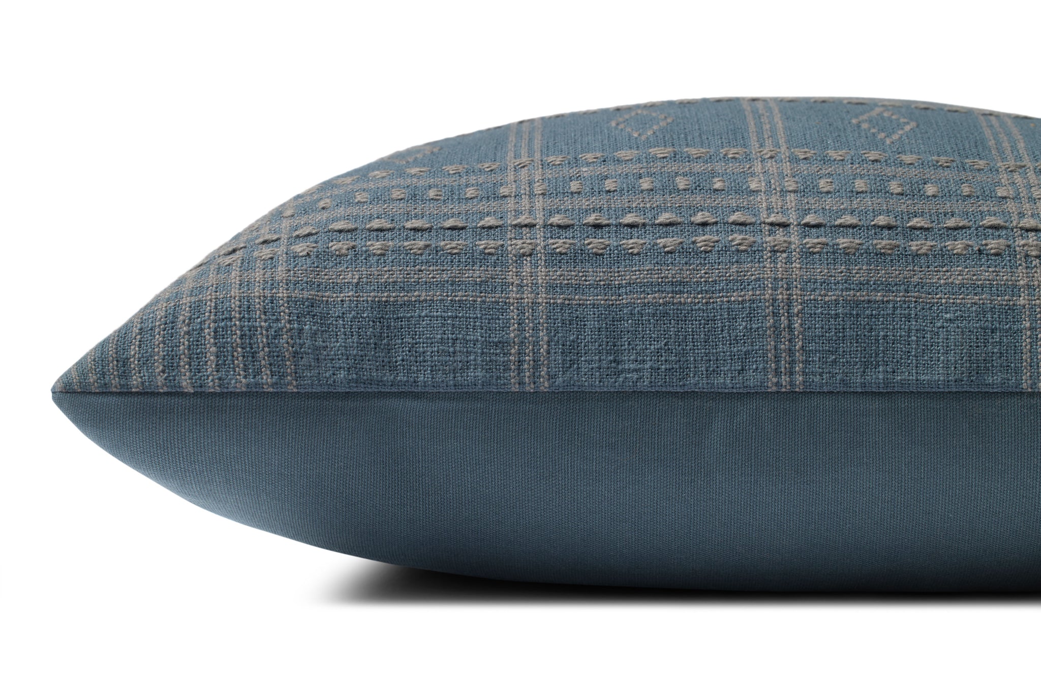 Lina Blue / Slate Pillow shown from another angle.