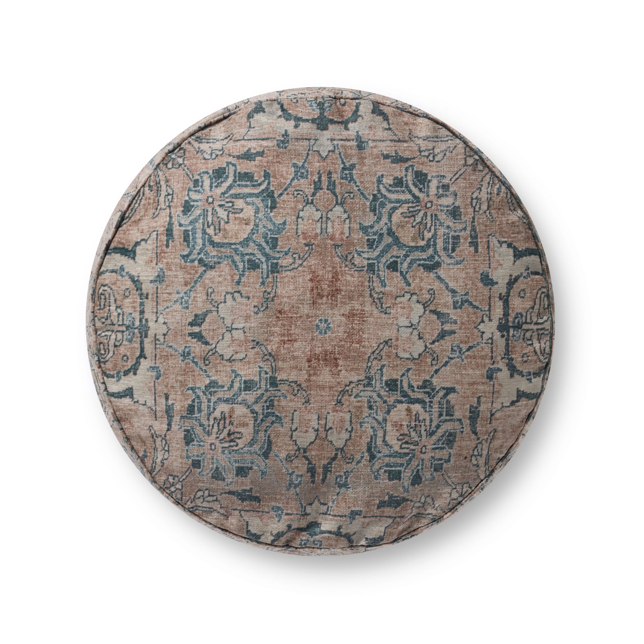 Taupe Pouf shown from a different angle to reveal its pattern.
