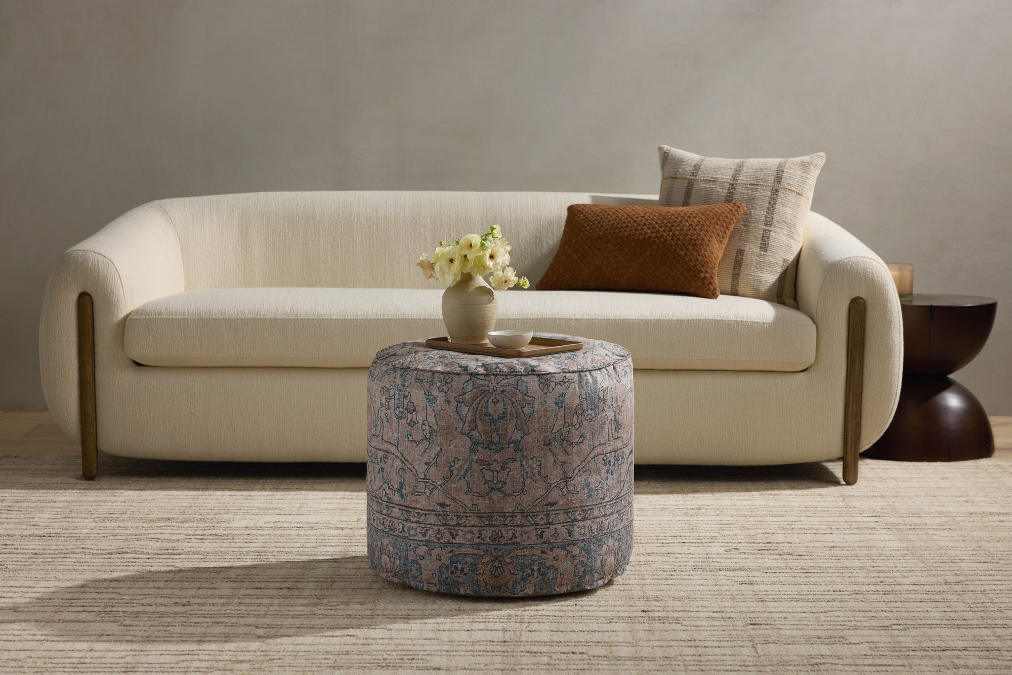 Taupe Pouf shown from another angle.