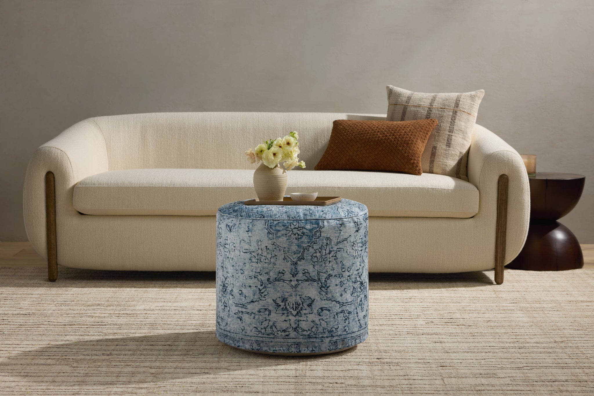 Slate Pouf shown from another angle.
