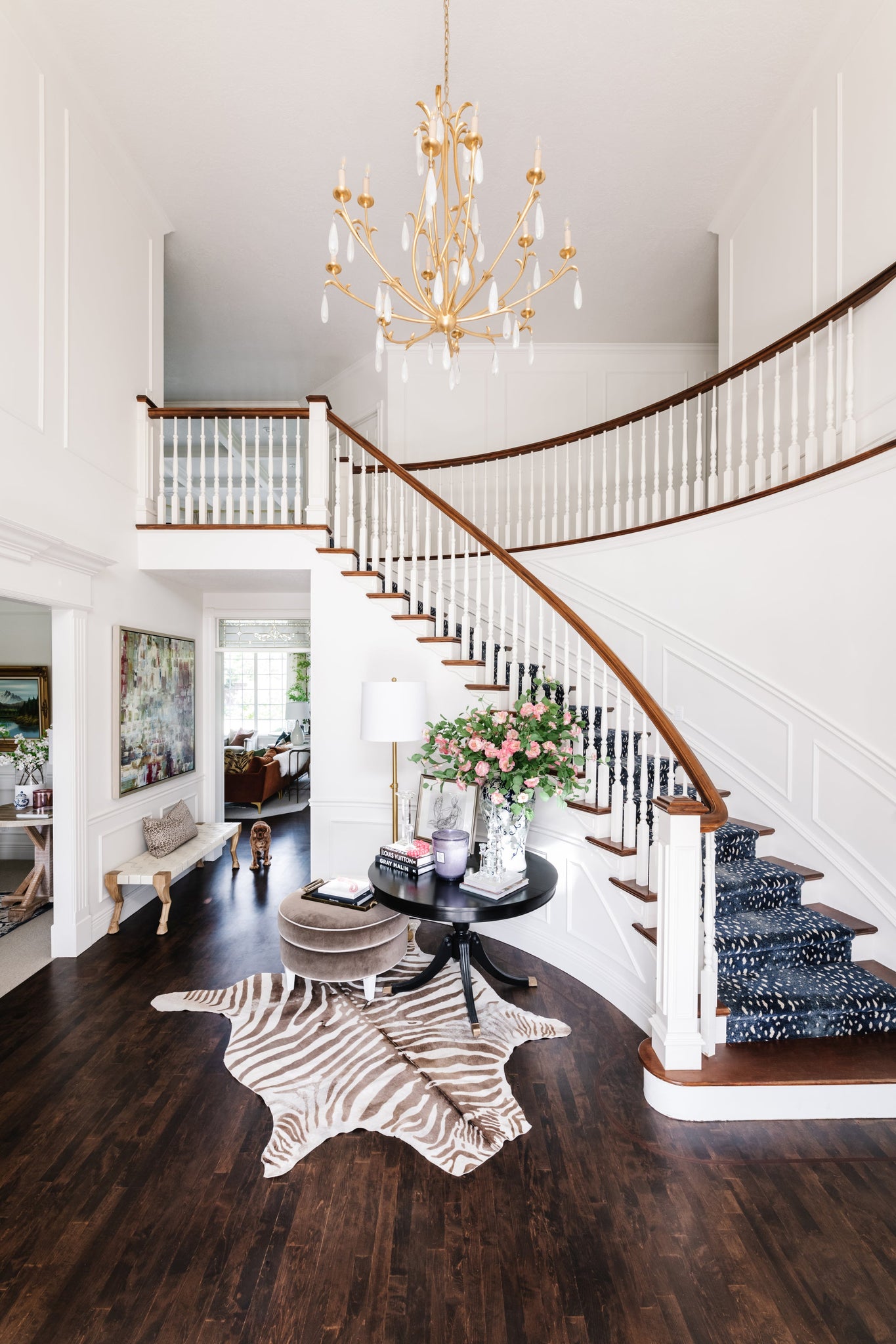 Prosecco Chandelier 46.25" styled in an elegant dining room for warm, layered light at Laurie Yapp Home.