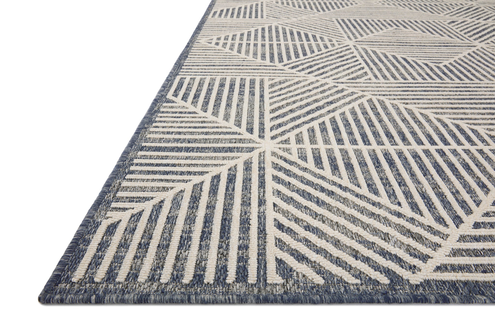 Rainier Denim / Ivory (Pattern 1) shown from a different angle to reveal its pattern.