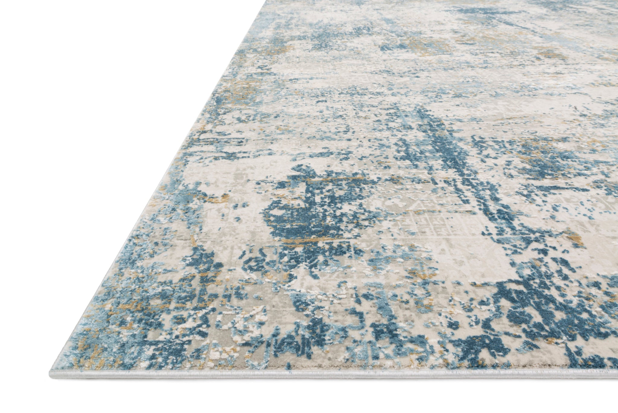 Side view of the Sienne Grey / Blue rug.