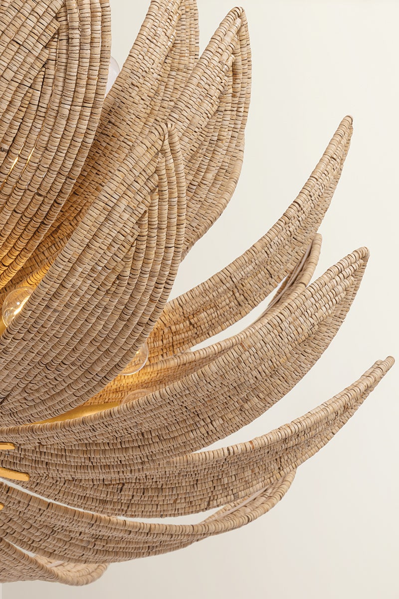 Varanasi Chandelier 30" shown from the front to reveal the frame, arms, and shade detail.