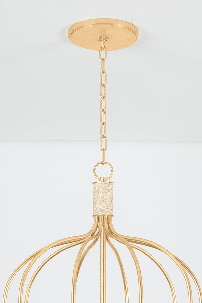 Close-up of the Warrensburg Chandelier 44" showing the frame, arms, and shade detail.