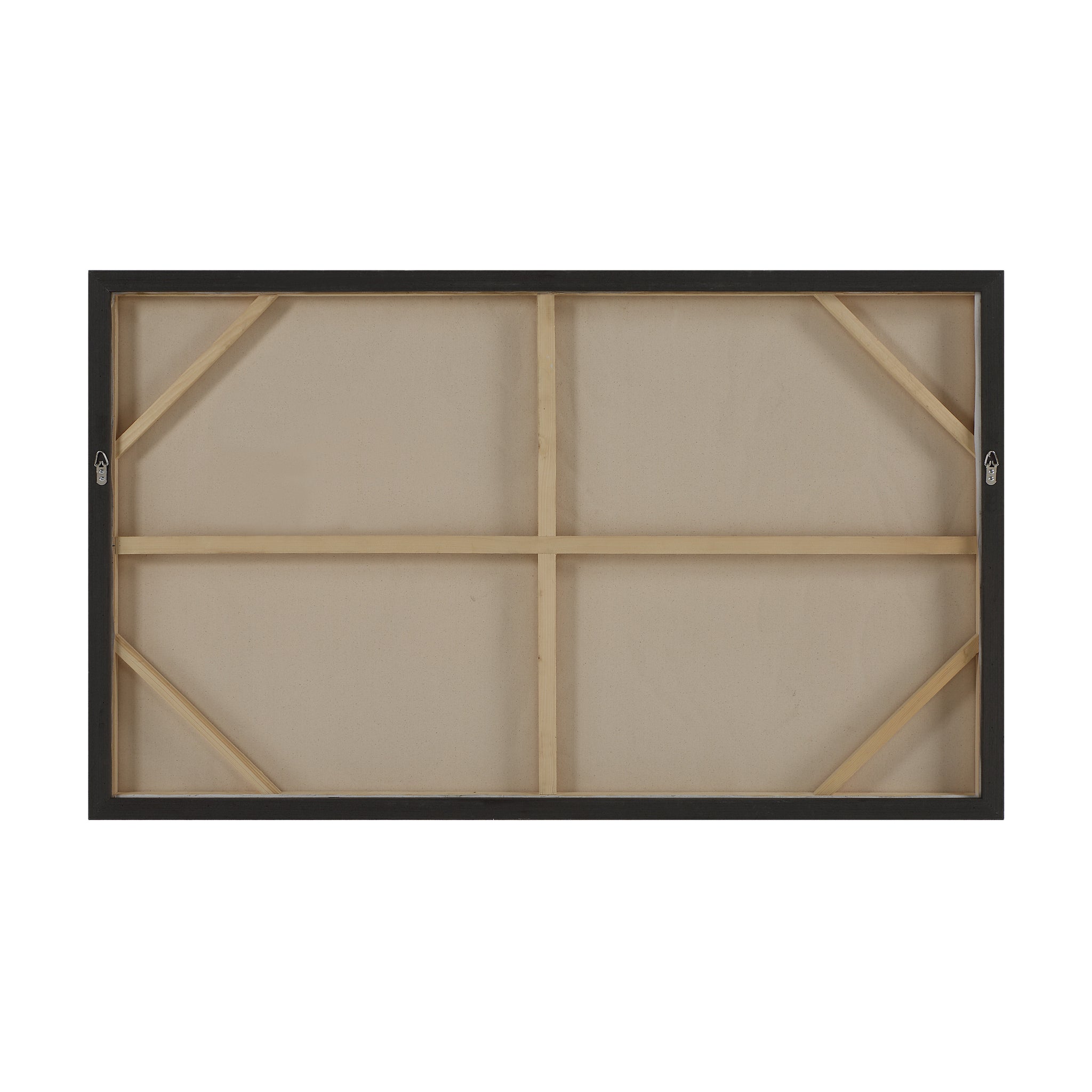 Back view of Lacey canvas art showing the wooden frame and hanging hardware.