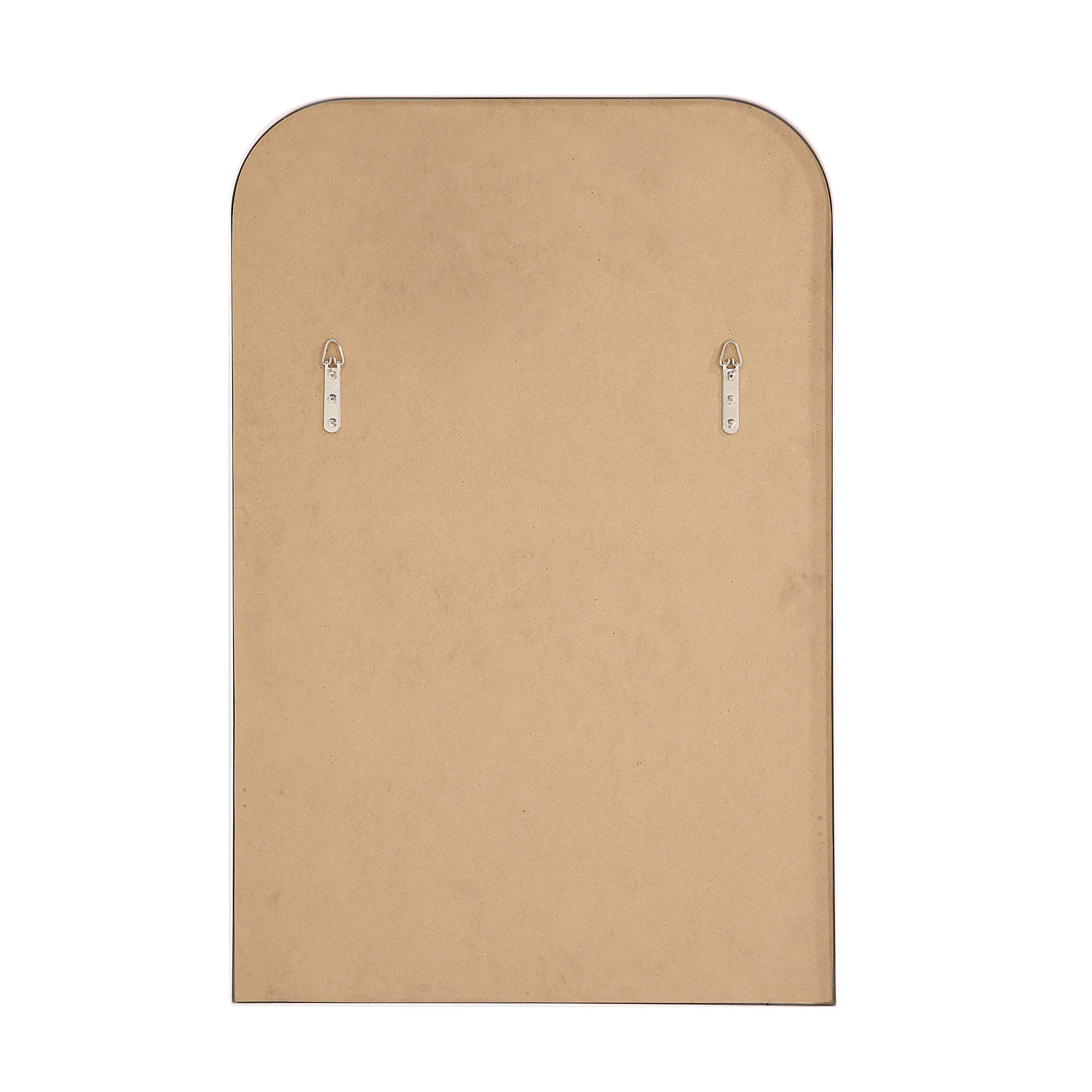 Back view of Colima Wall Mirror featuring a flat surface with mounting hooks.