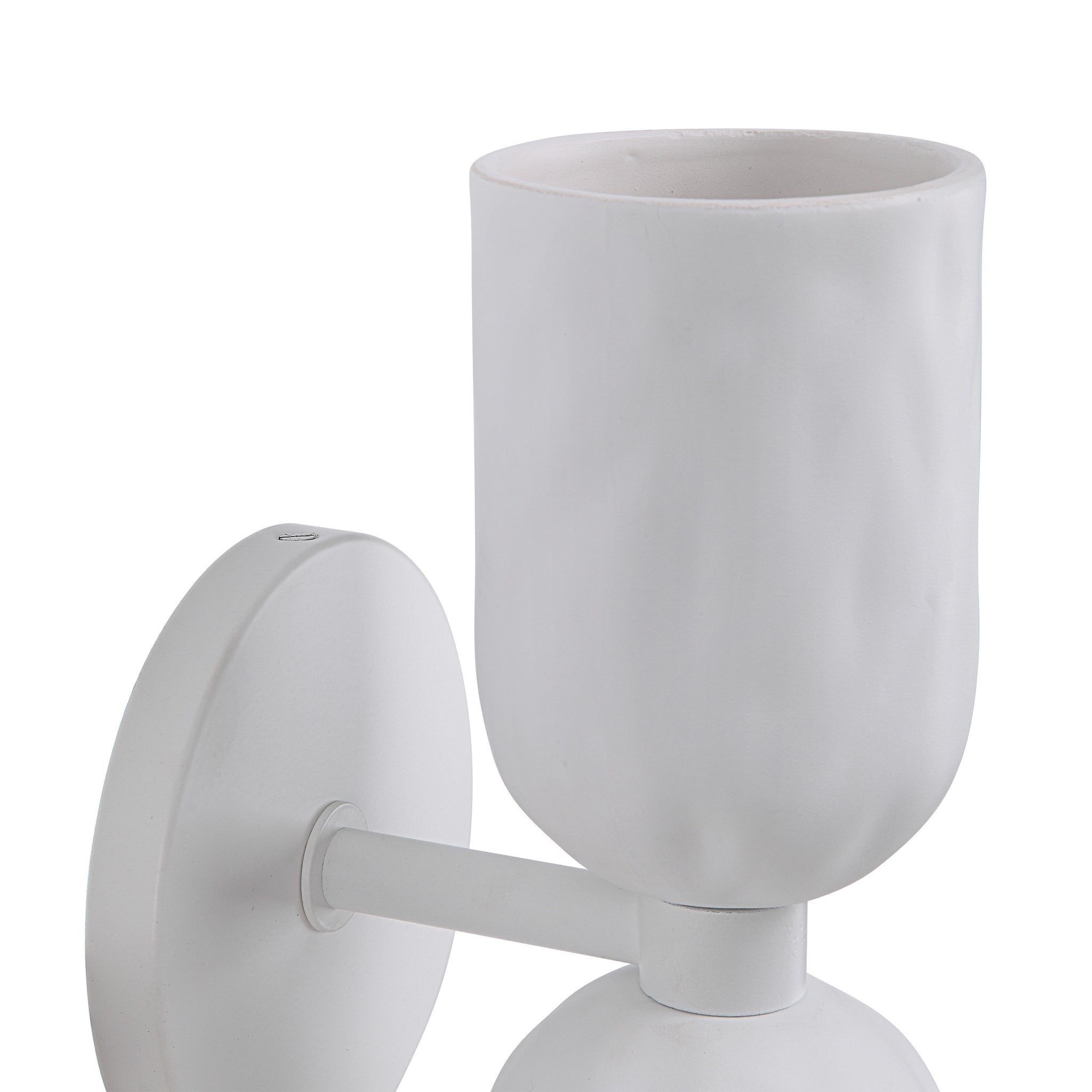 Close-up of Akira Wall Sconce in white highlighting the textured shade and mount