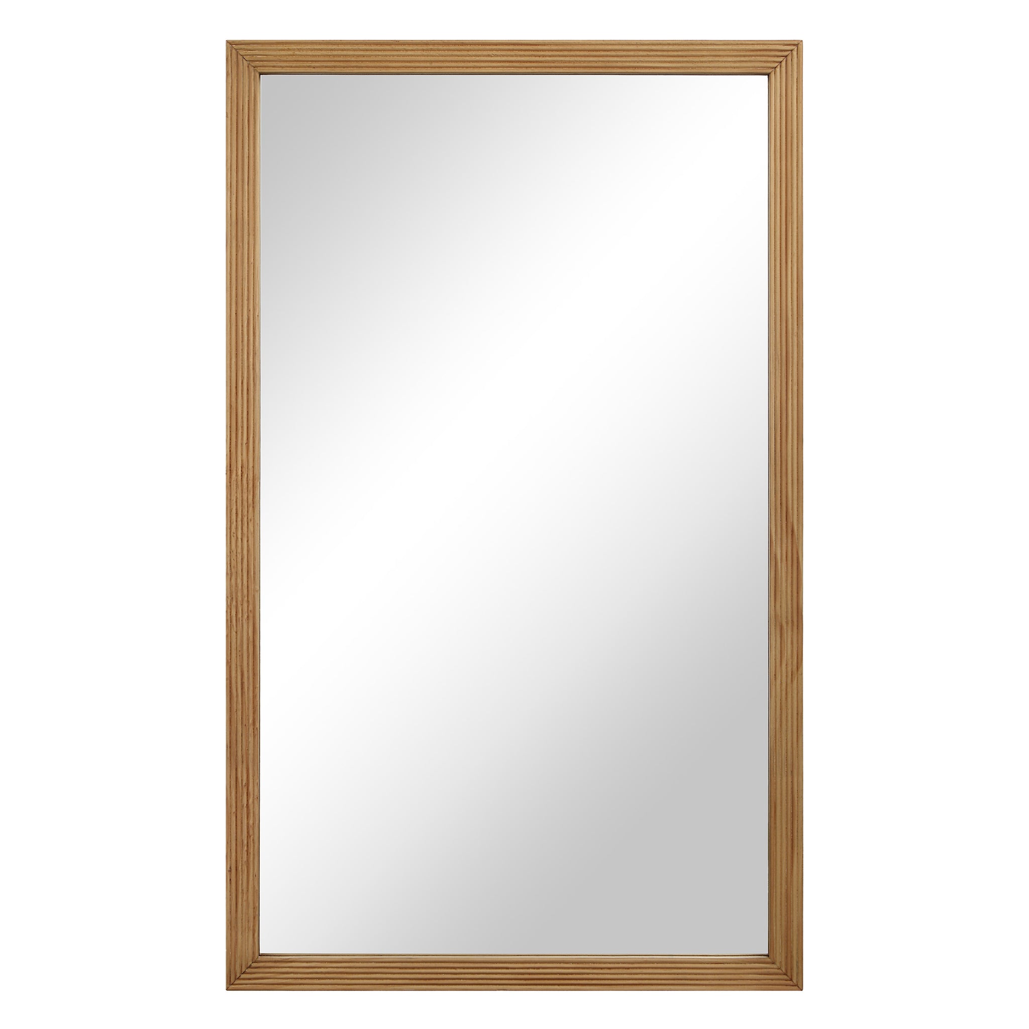 Salia mirror by Renwil with a natural wood frame, showcasing a clear reflective surface.