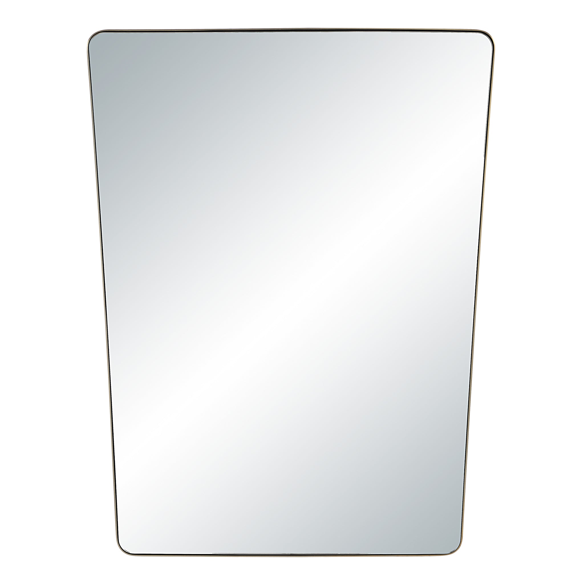 Mily mirror with a sleek, modern design featuring a rounded top and straight sides.
