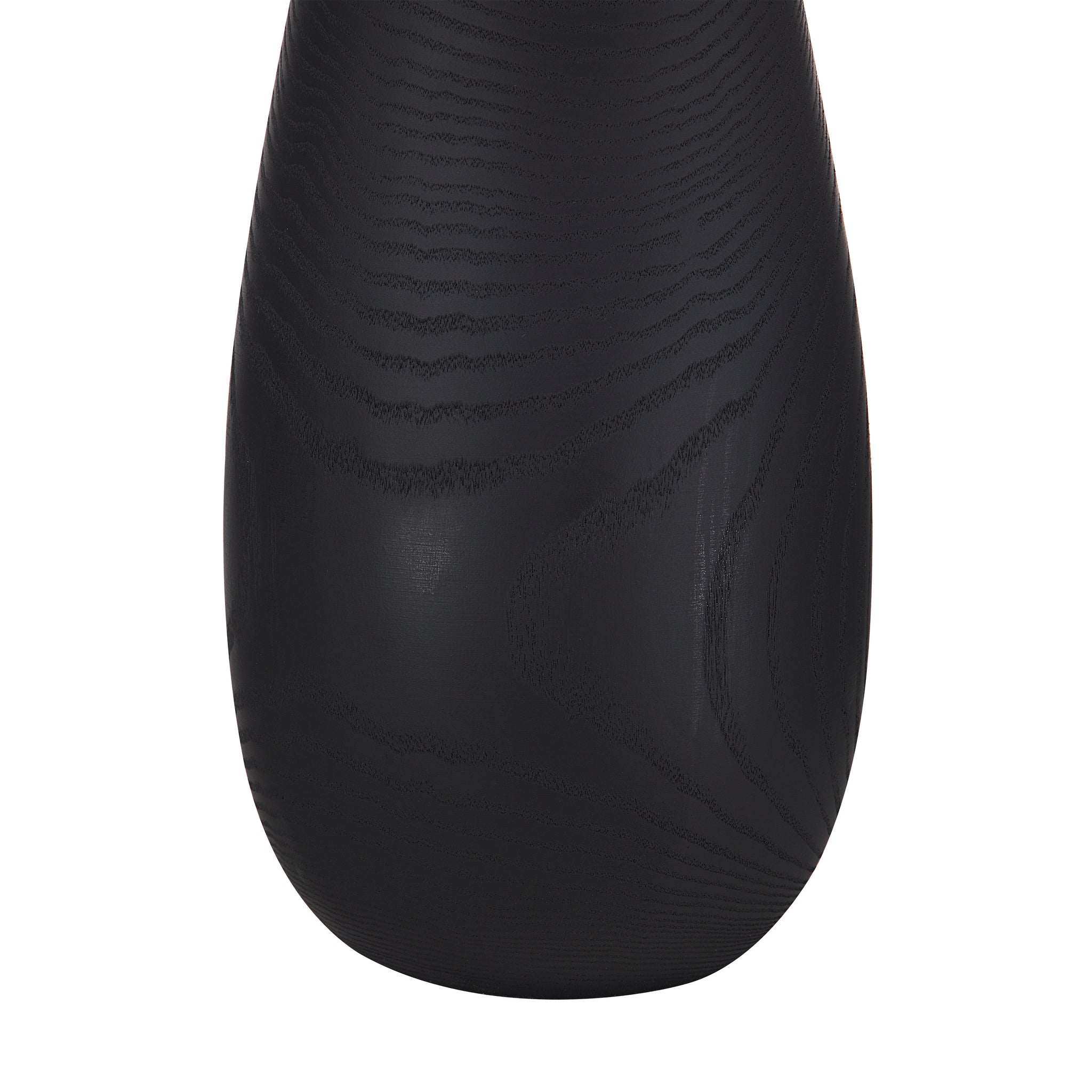 Close-up of Tala Table Lamp's black base showcasing wood grain texture