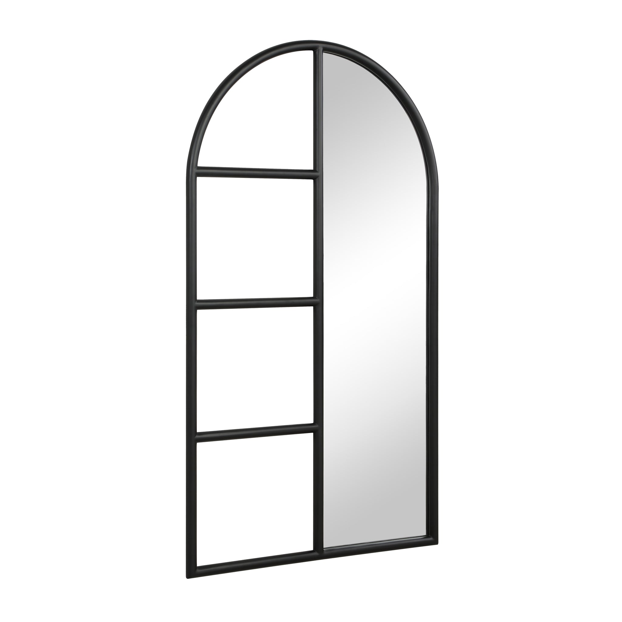 Trellis Mirror by Renwil, angled view showcasing black frame and arched design.