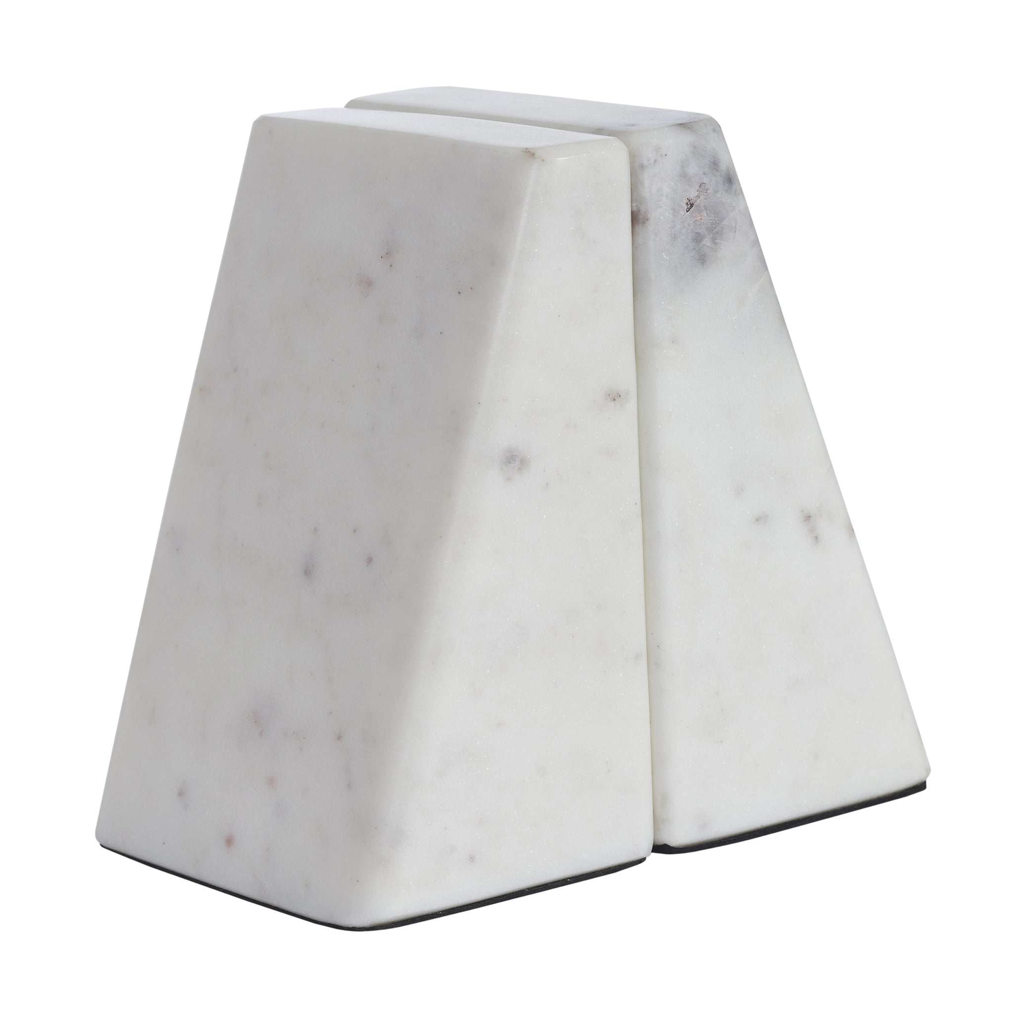 Carvella Statue bookends made of Banswara marble, showcasing a modern geometric shape.