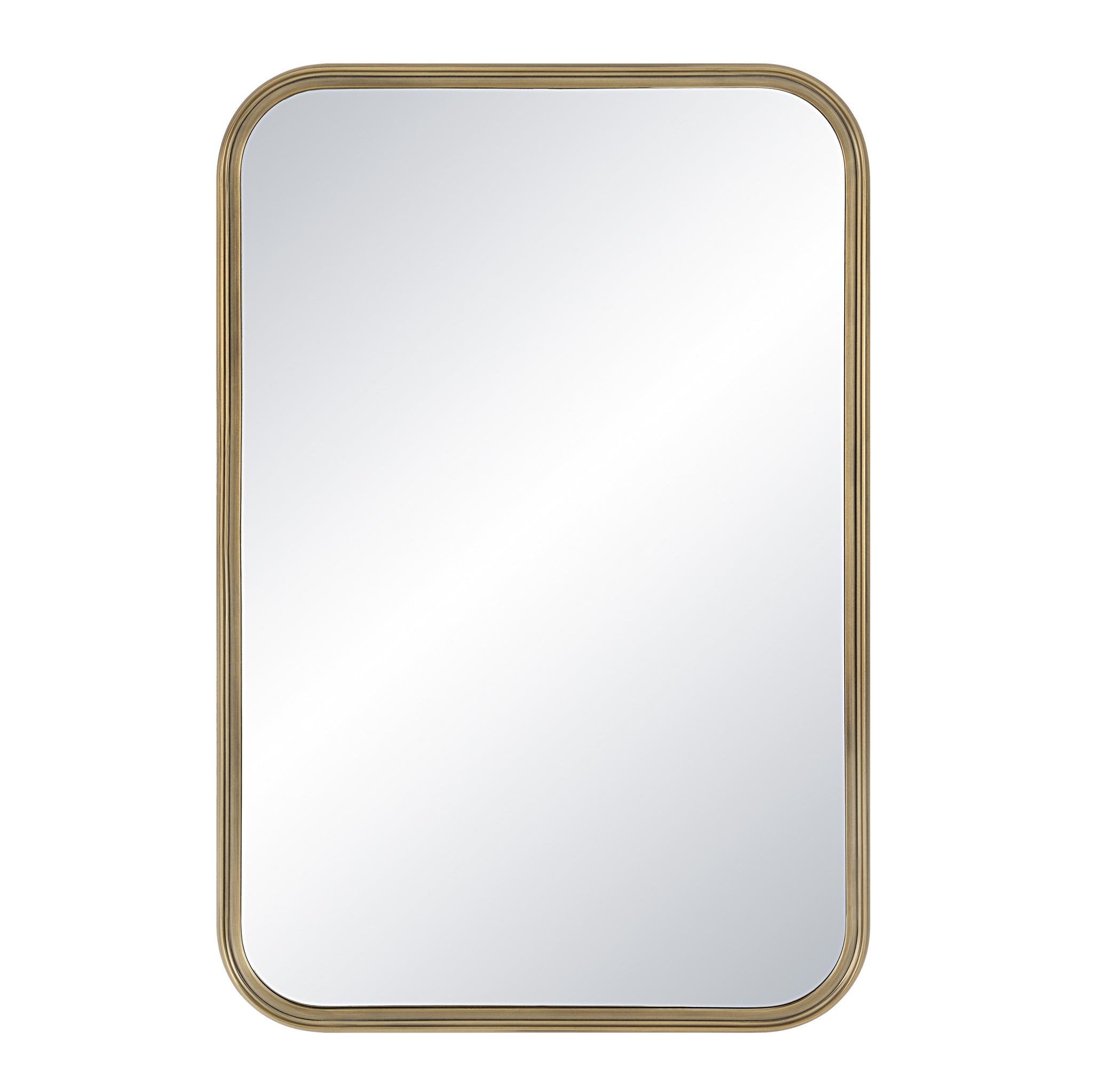 Jyn mirror by Renwil, rectangular shape with a gold metal frame and clear reflective surface.