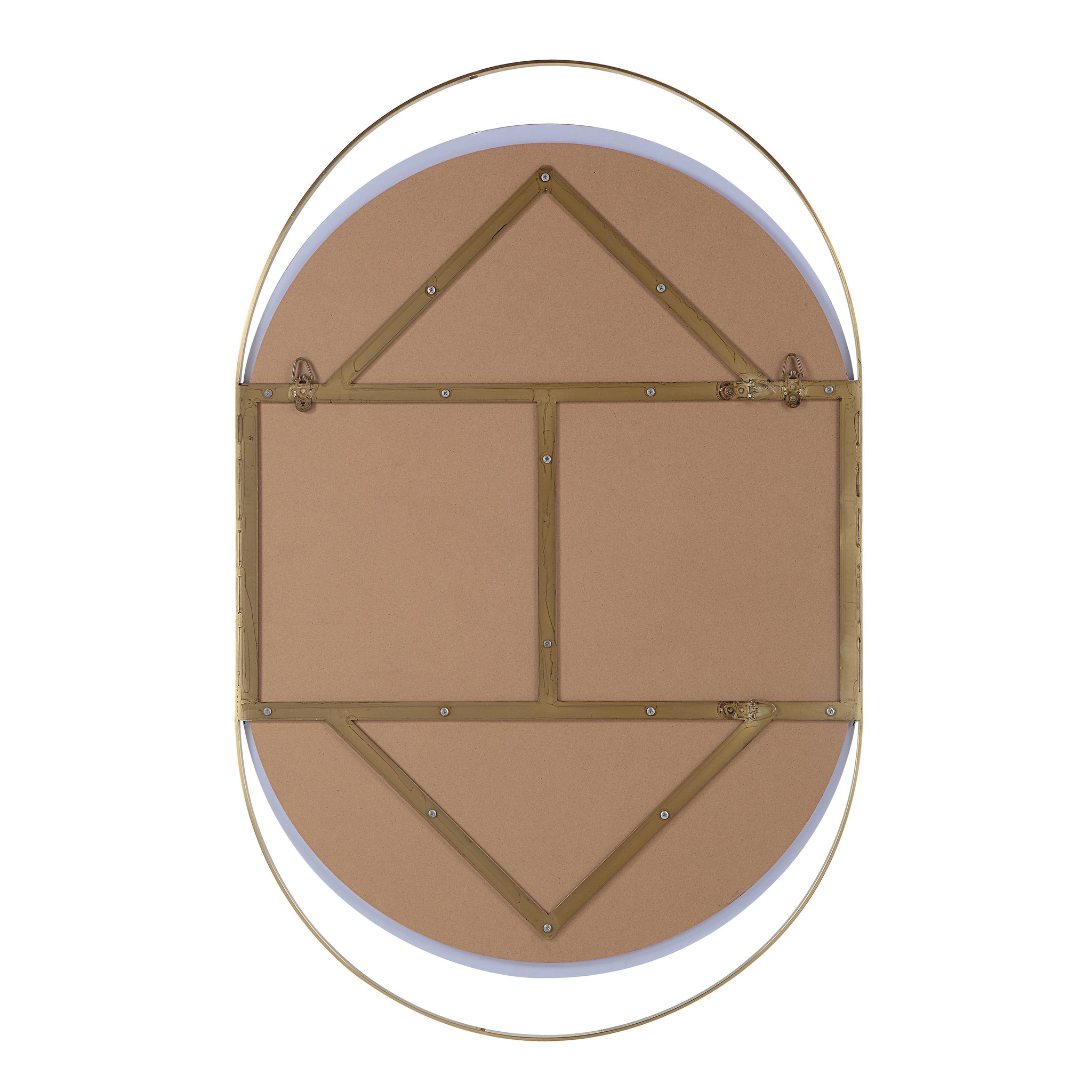 Back view of Ecru Wall Mirror displaying the structure and mounting hardware.