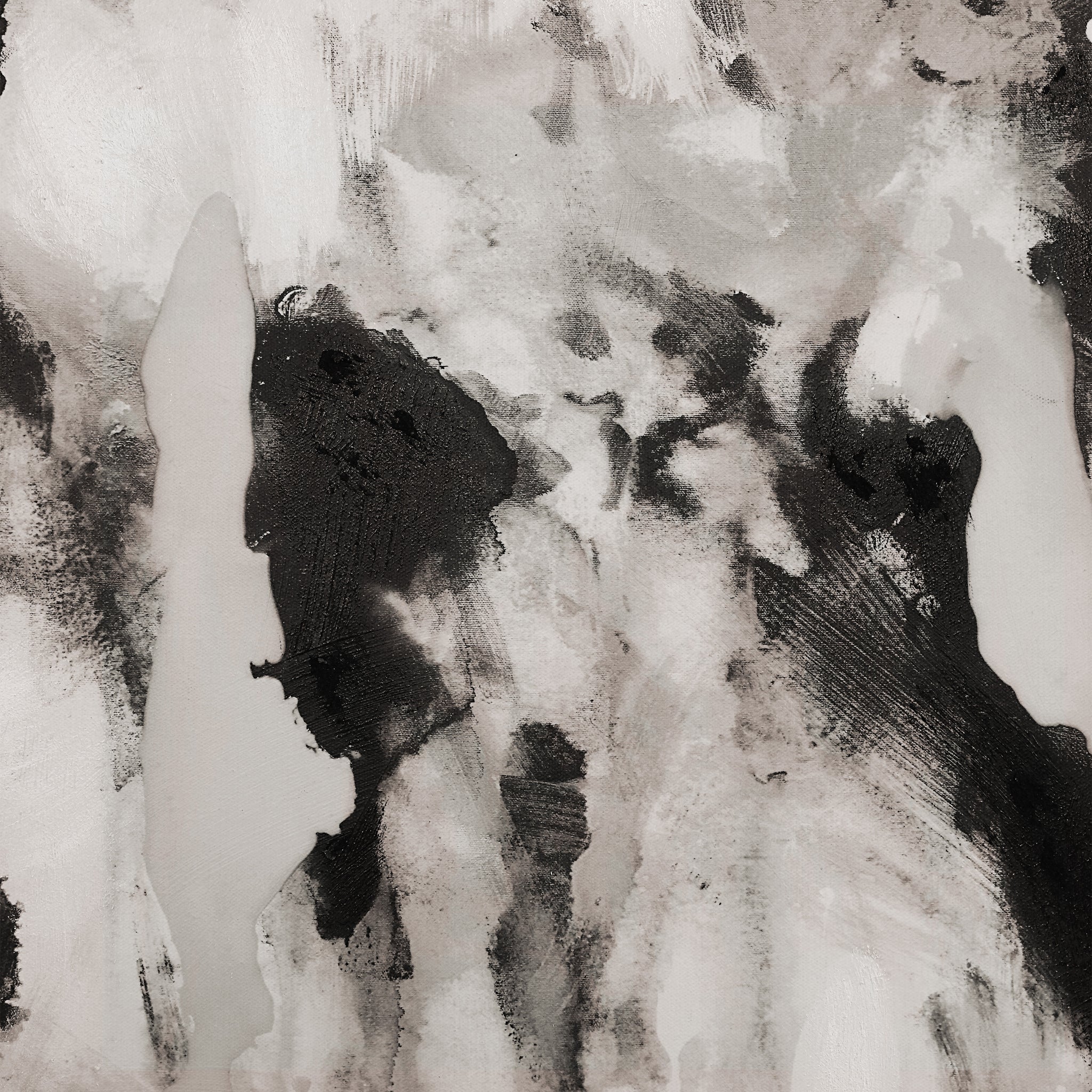 Detailed view of Celba canvas art with abstract black and white textures