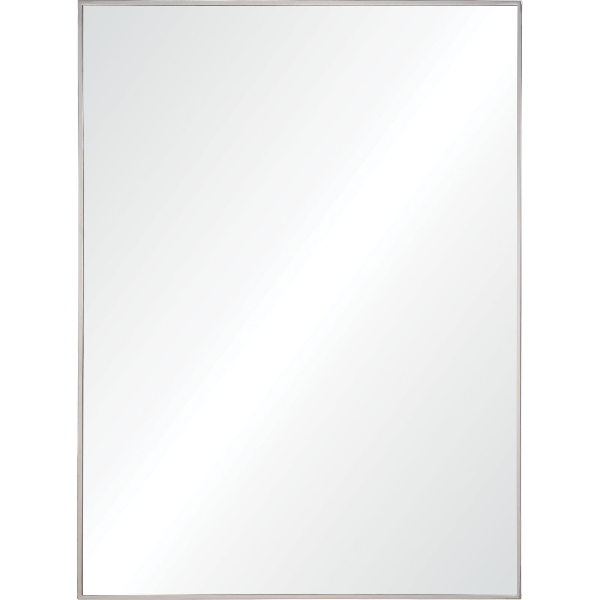 Carmelle Wall Mirror with a sleek silver frame, reflecting light in a minimalist design.