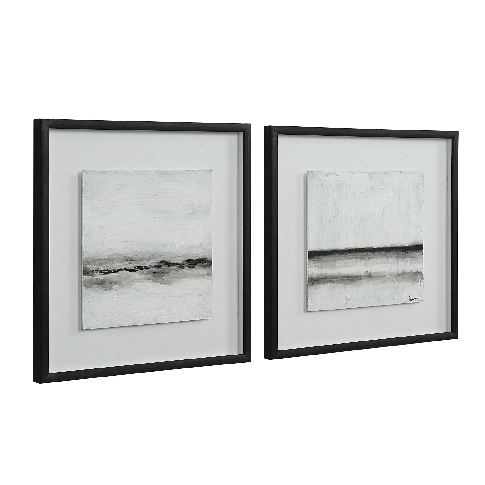 Tangelo wall art by Renwil showcasing two abstract paintings in black frames.