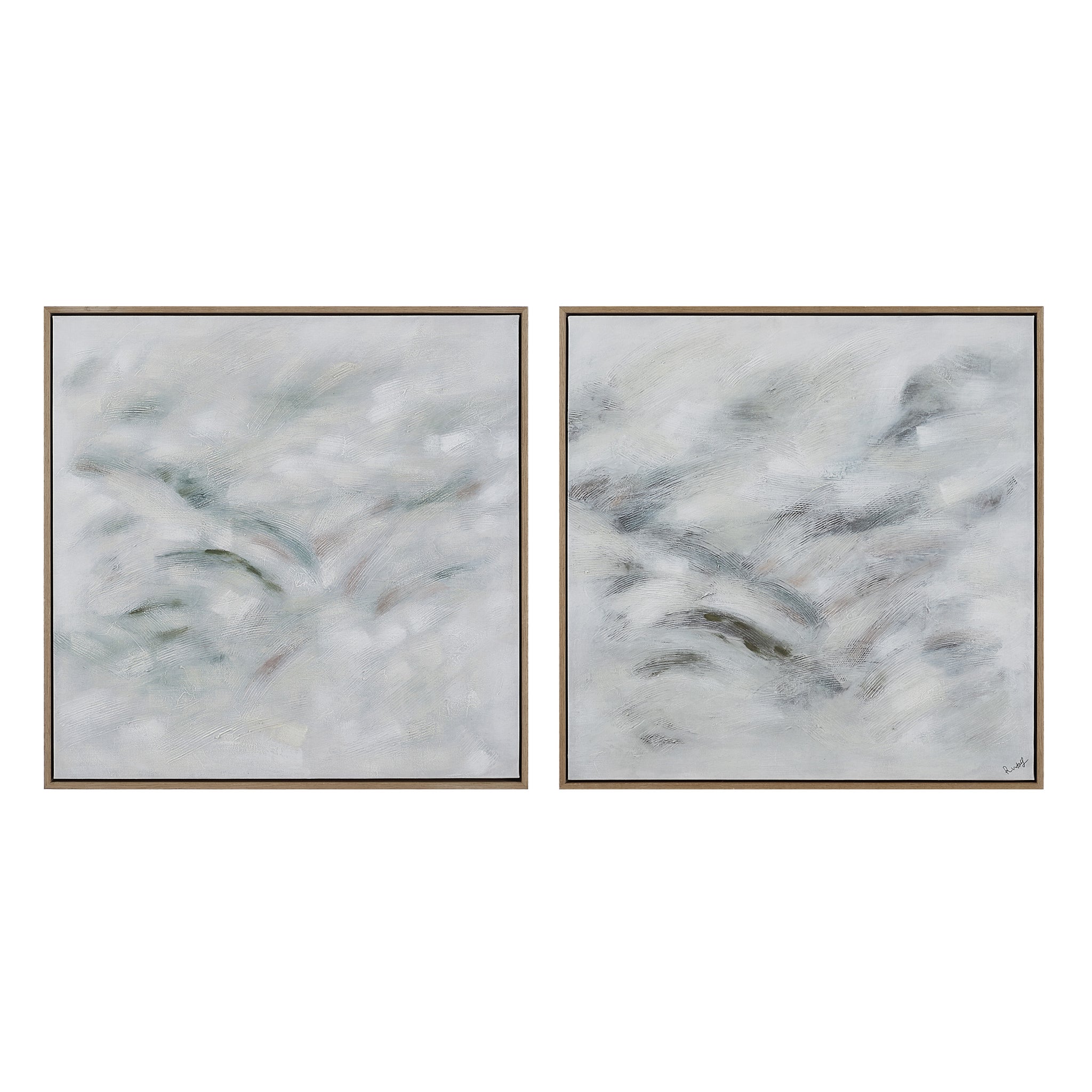 Becks canvas art by Renwil featuring abstract light gray and white patterns in two panels