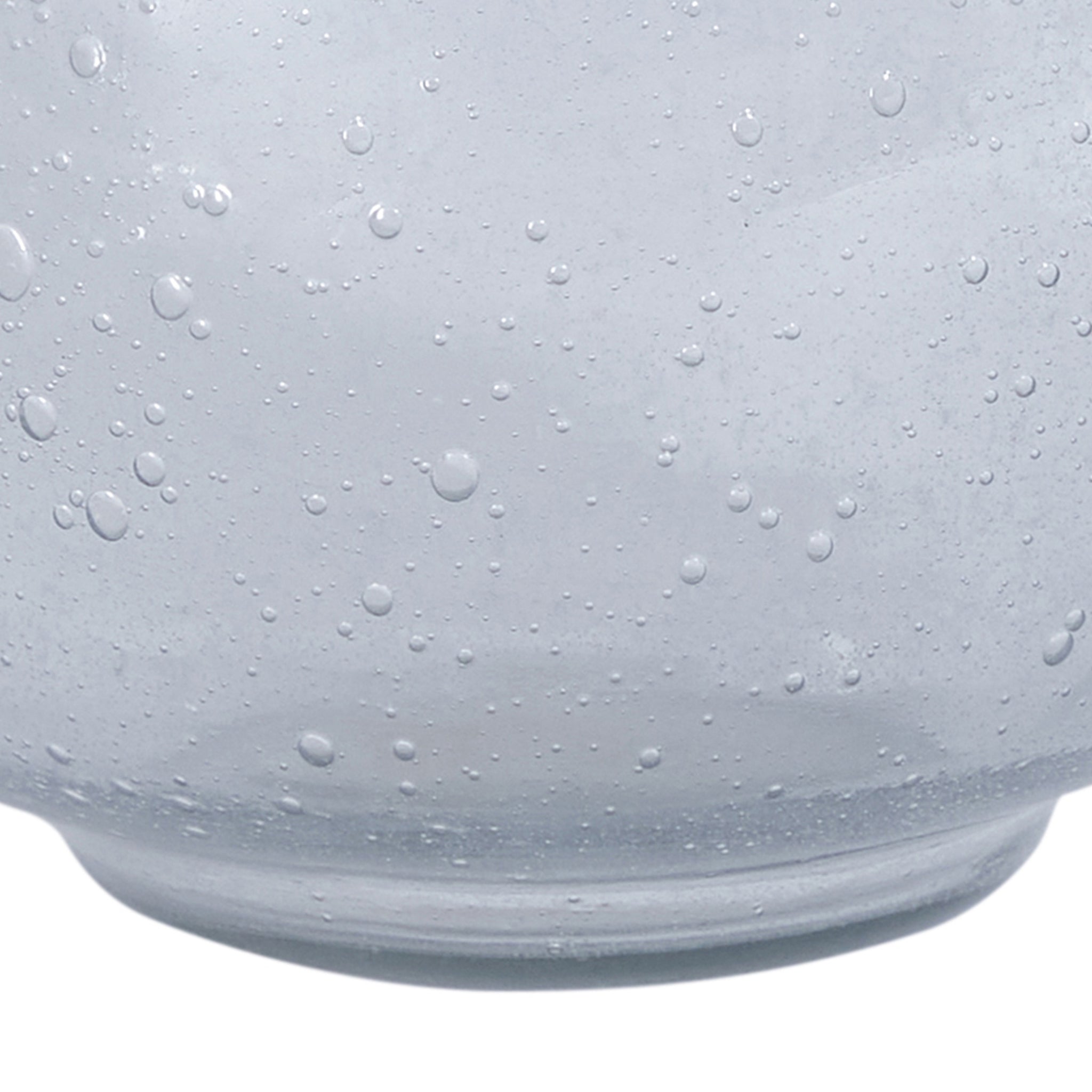 Mirabella vase by Renwil, close-up of base, clear glass with bubble texture