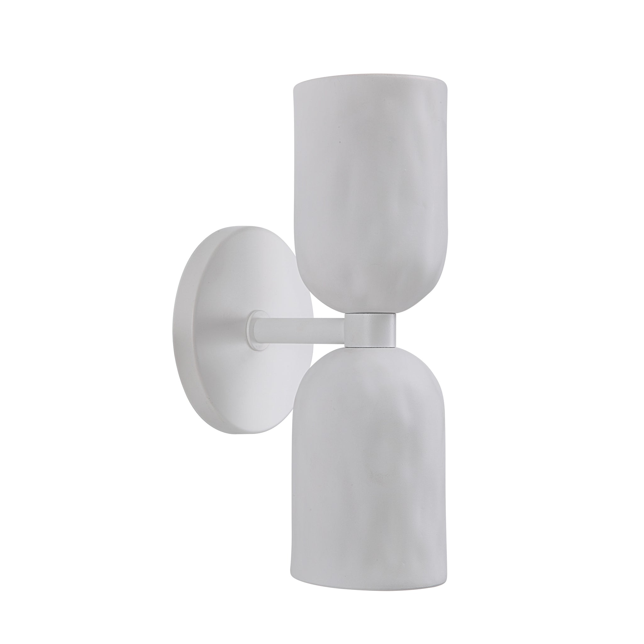 Akira Wall Sconce in white with two textured shades and round backplate