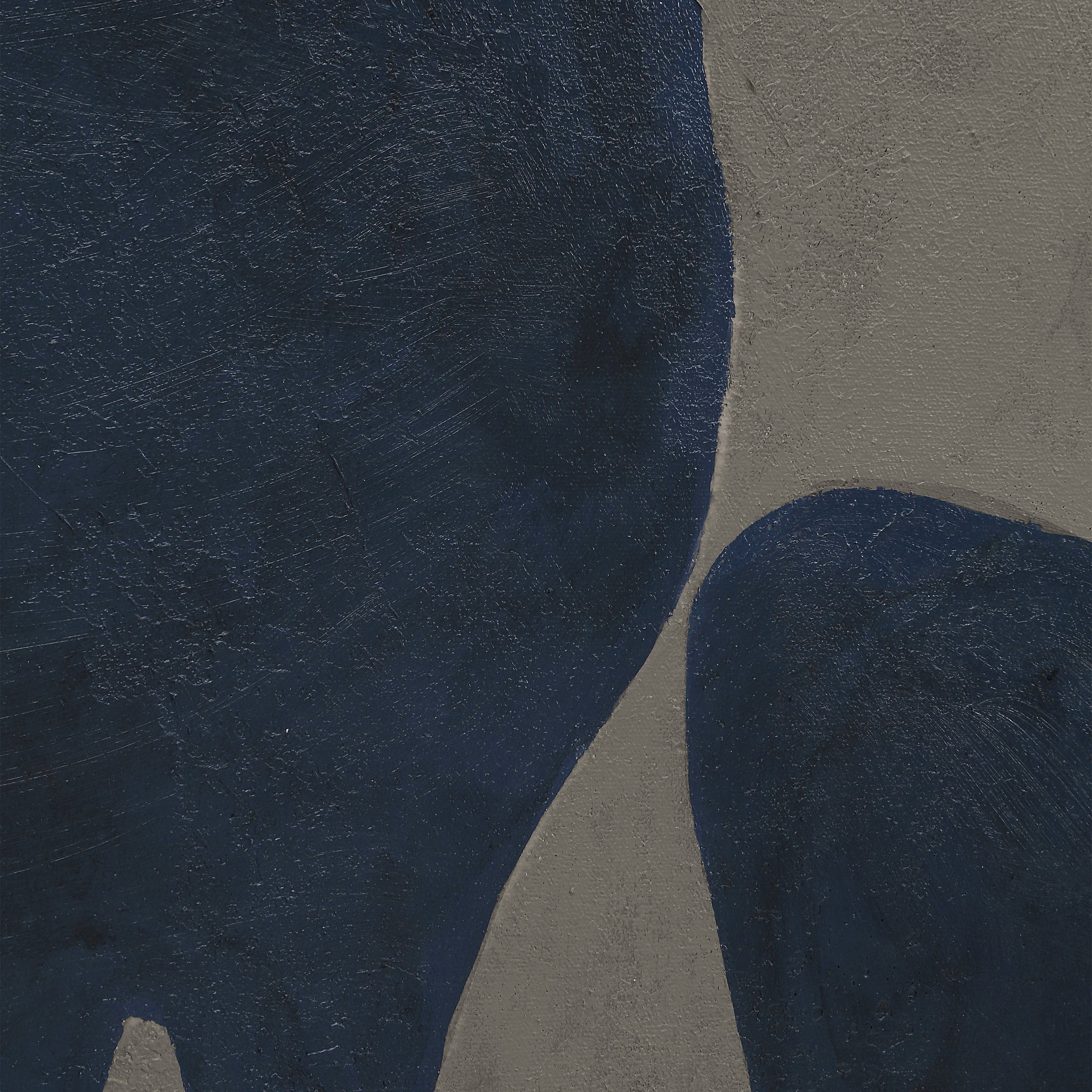 Close-up detail of Valerio canvas art, showcasing textured navy blue and beige colors.