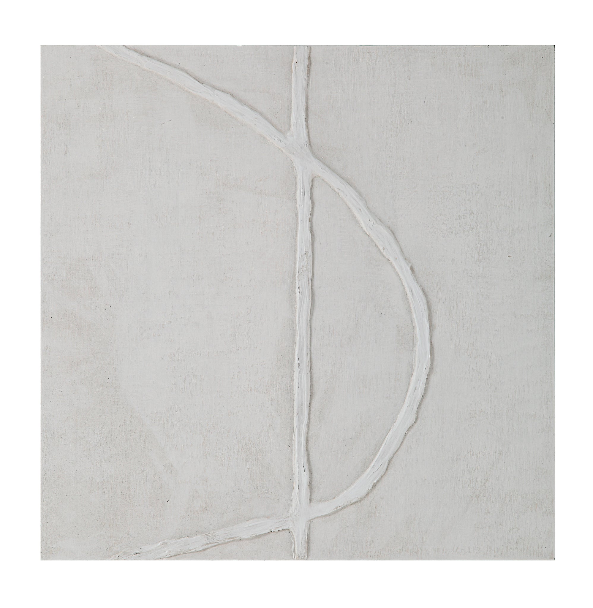 Cellier artwork with a white textured design featuring curved and straight lines.