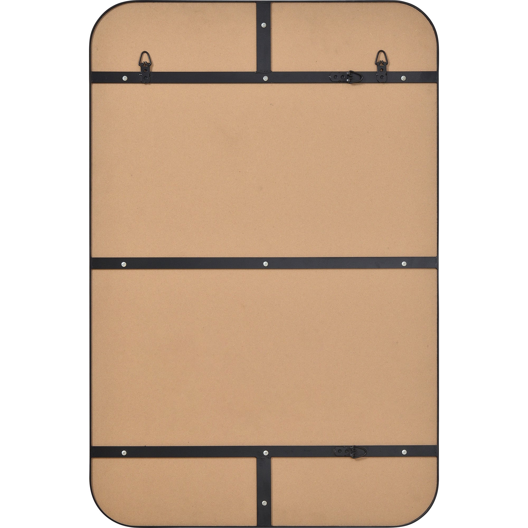 Glencoe Wall Mirror back view showing mounting hardware and smooth backing