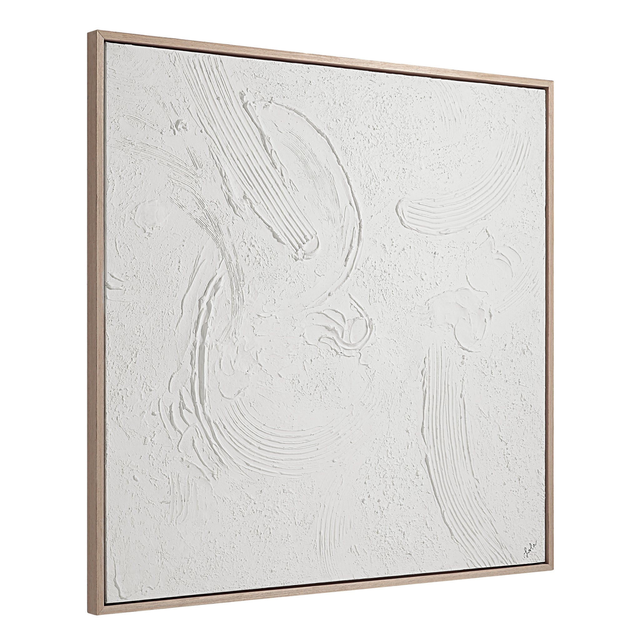 Luz canvas art by Renwil showcasing a white textured surface with abstract designs.