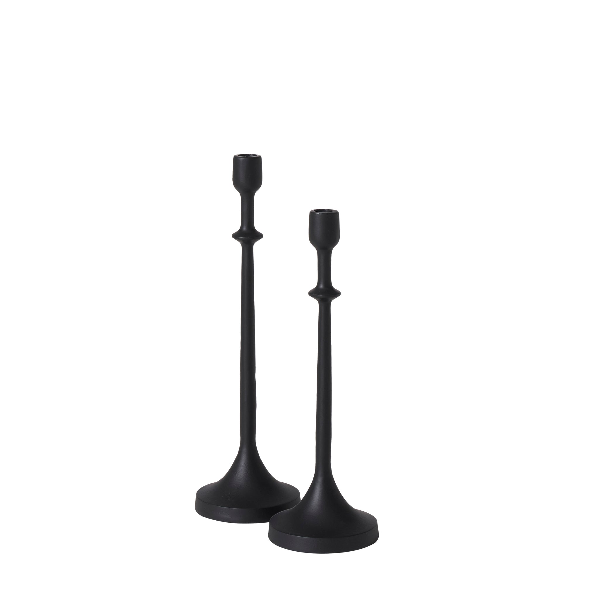 Albero Candle Holder set in black, featuring two tall candle holders with elegant shapes.