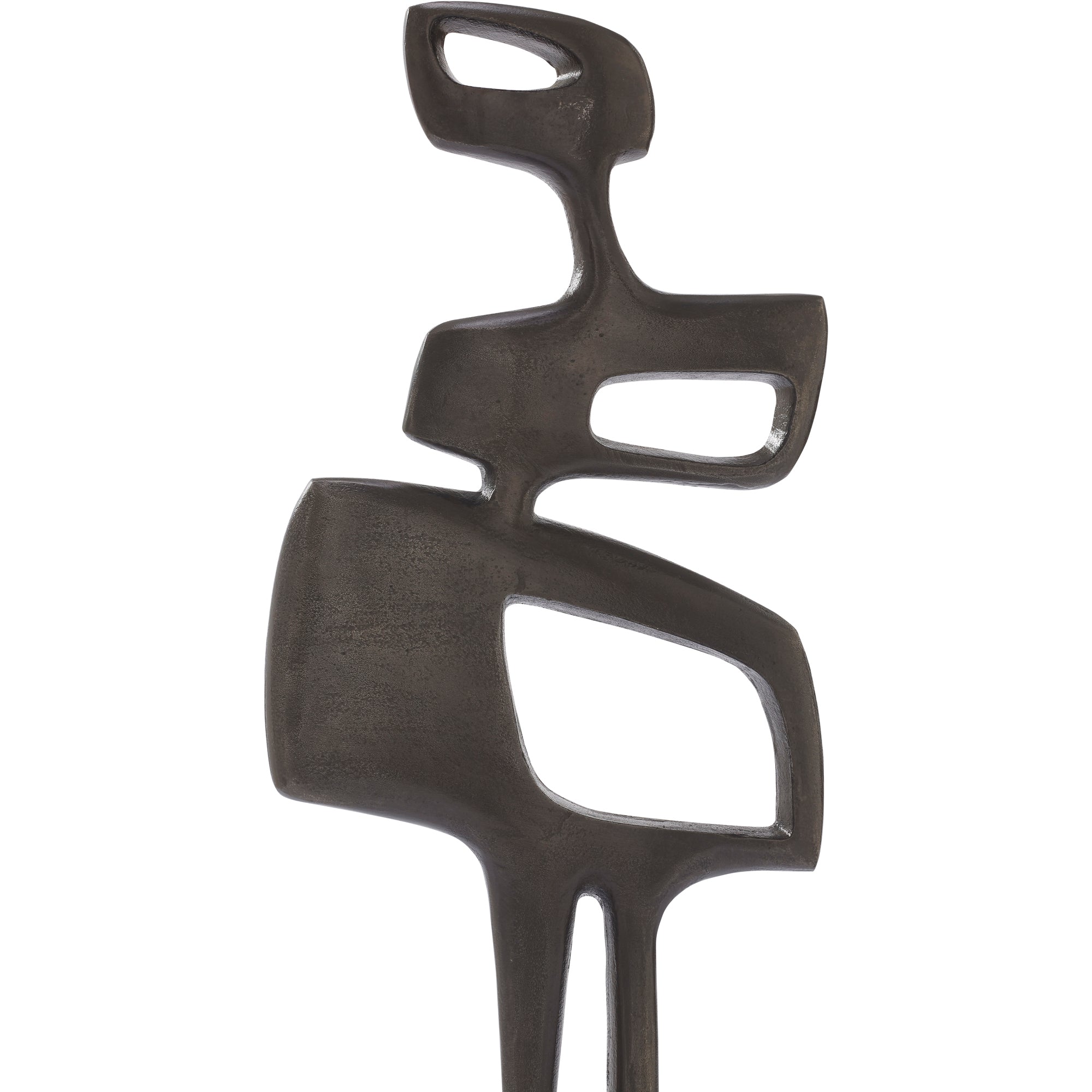Pacino Indoor Aluminum Statue in Antique Nickel, close-up of abstract features