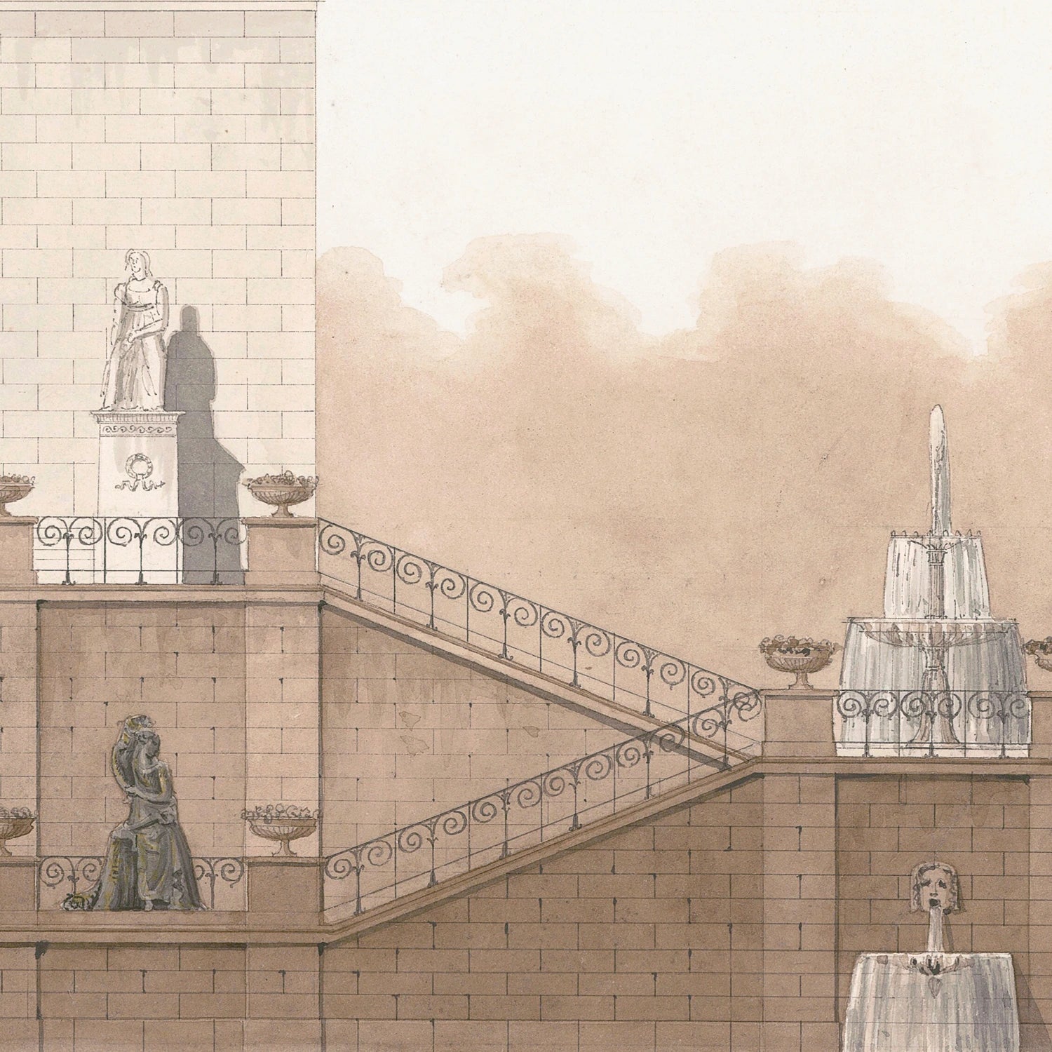 angle view of Italian Villa Facade I, C. 1838 luxury Artwork