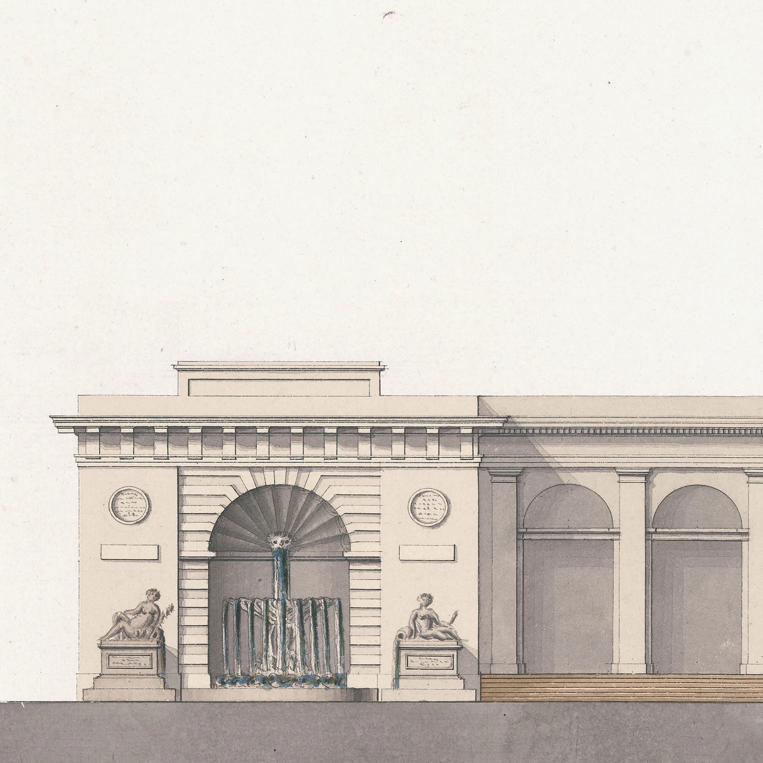 angle view of Italian Villa Facade IV, C. 1838 luxury Artwork