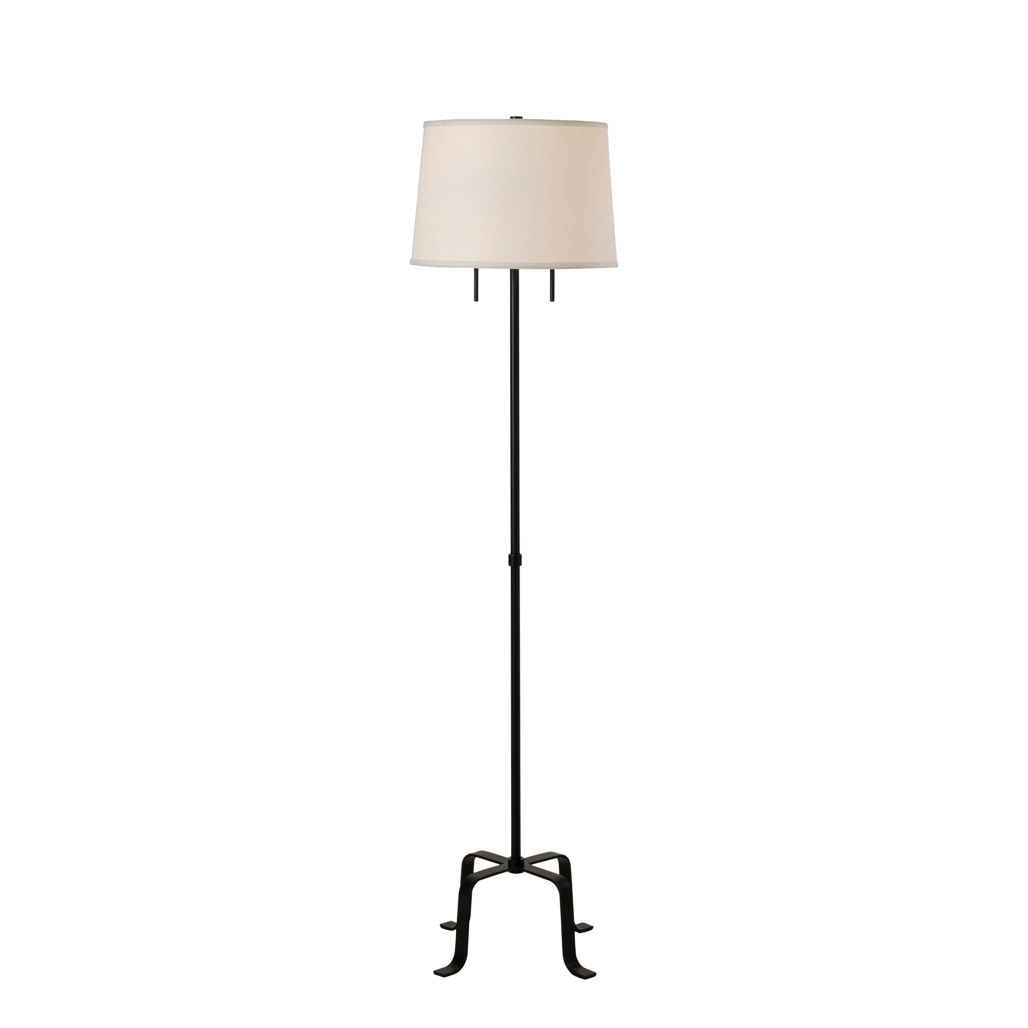 Ruslur floor lamp featuring a cream shade and black metal base, positioned vertically.