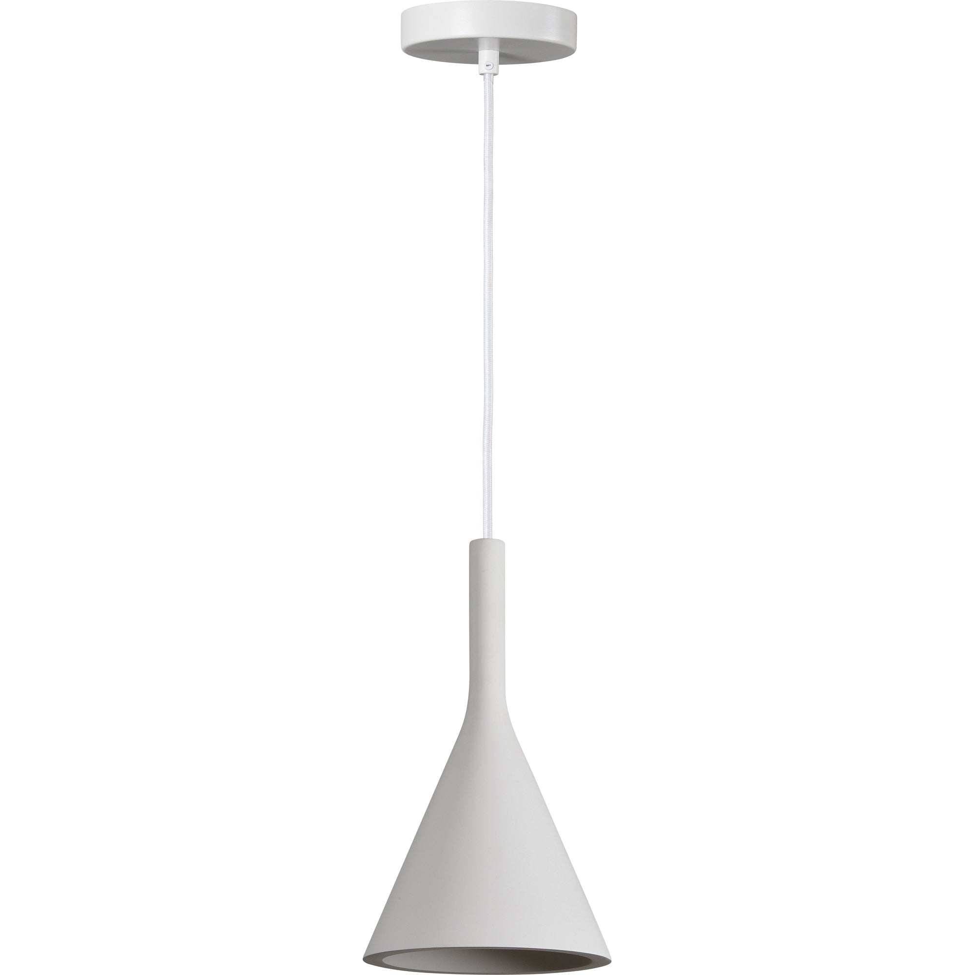 Hottah Ceiling Fixture in white with a conical shade and hanging cord