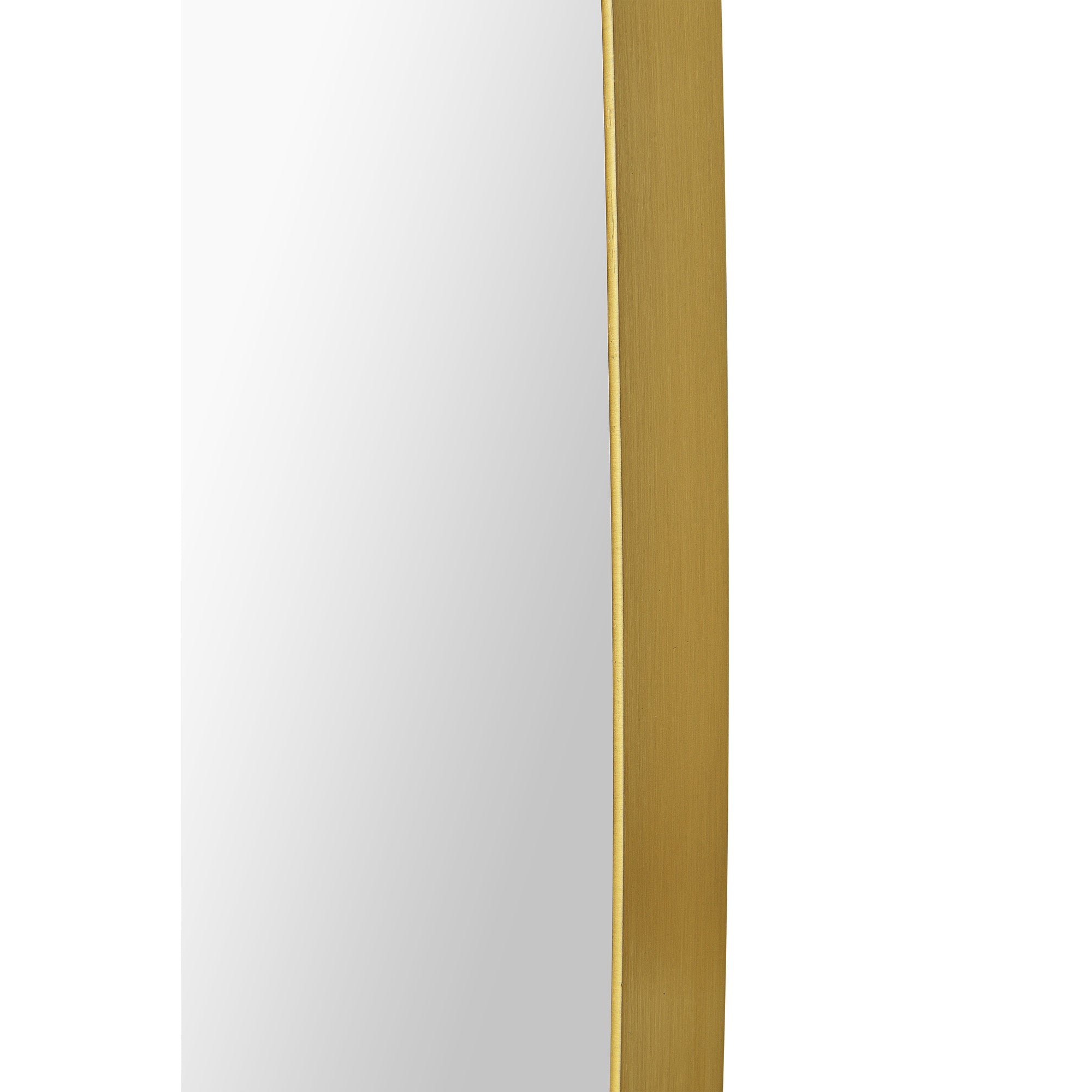 Gallegos Wall Mirror with a sleek, gold metal frame and a smooth reflective surface, showcasing a modern design.