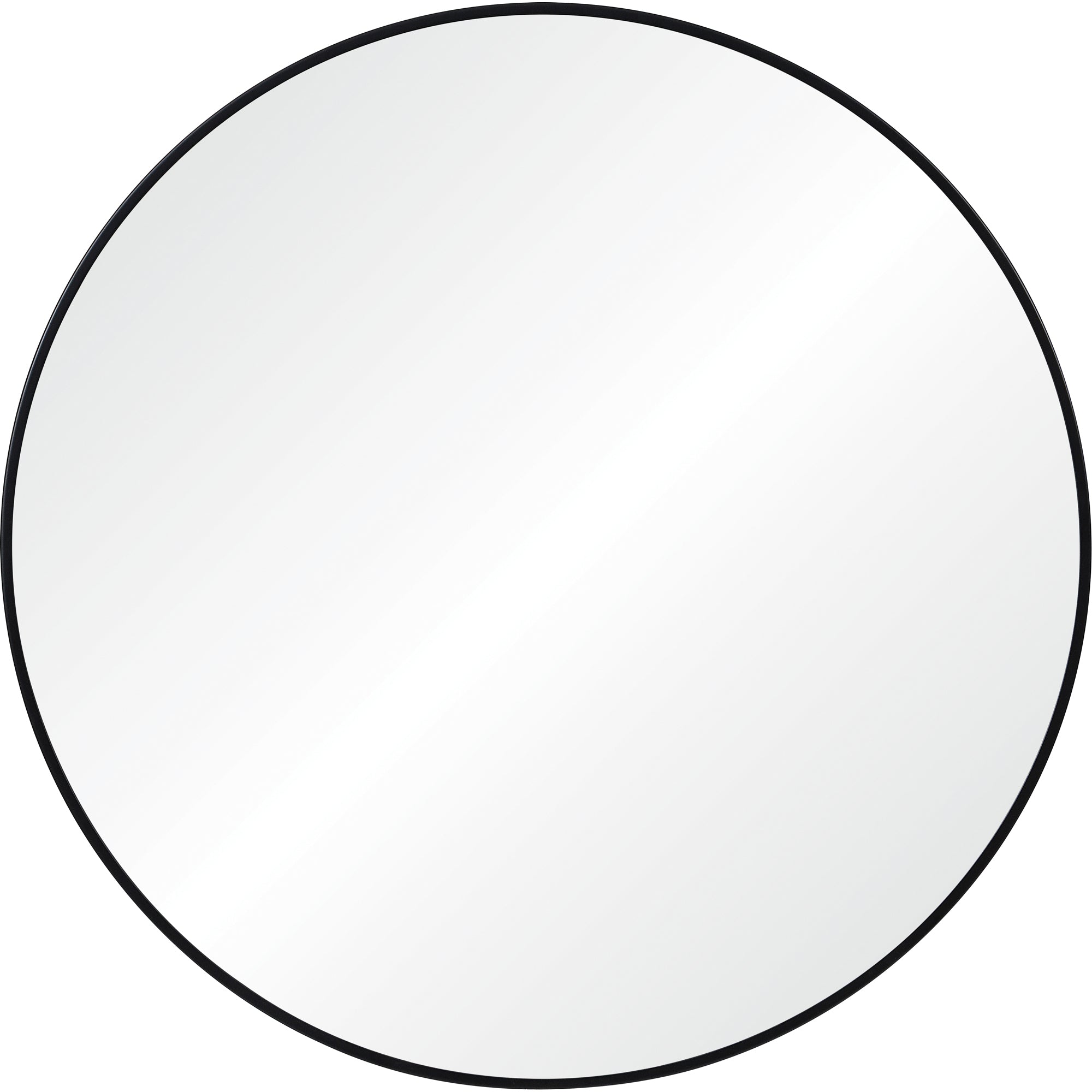 Claribel Wall Mirror with a round shape and black frame, featuring a reflective surface.