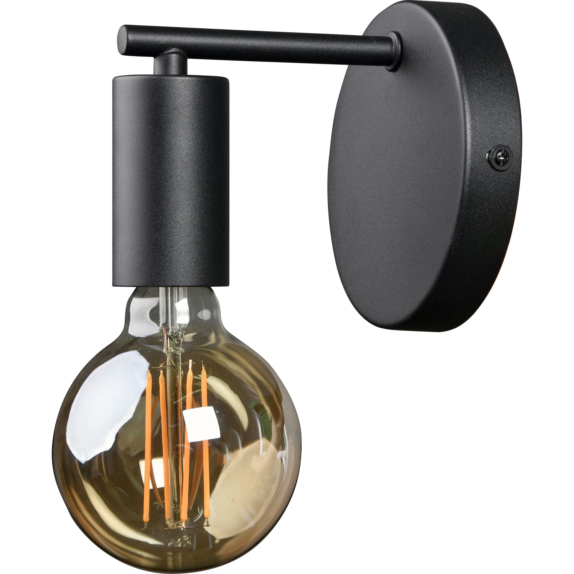 Think Wall Sconce featuring a matte black design and a vintage-style glass bulb.