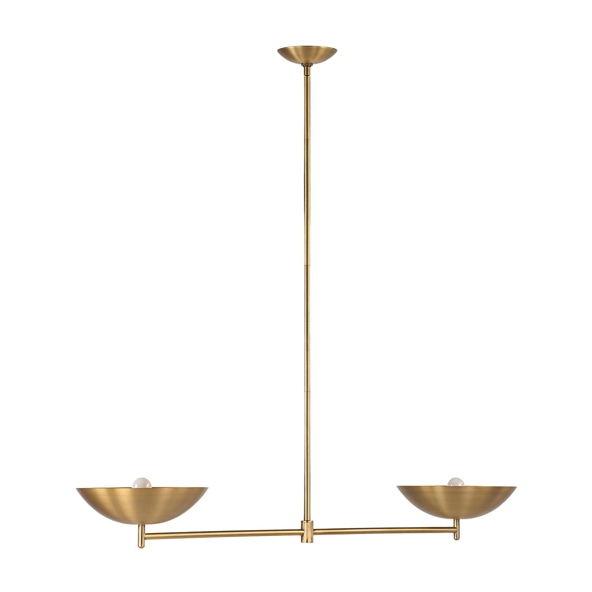 Waxlow lighting fixture in brushed gold finish with two bowl-shaped shades