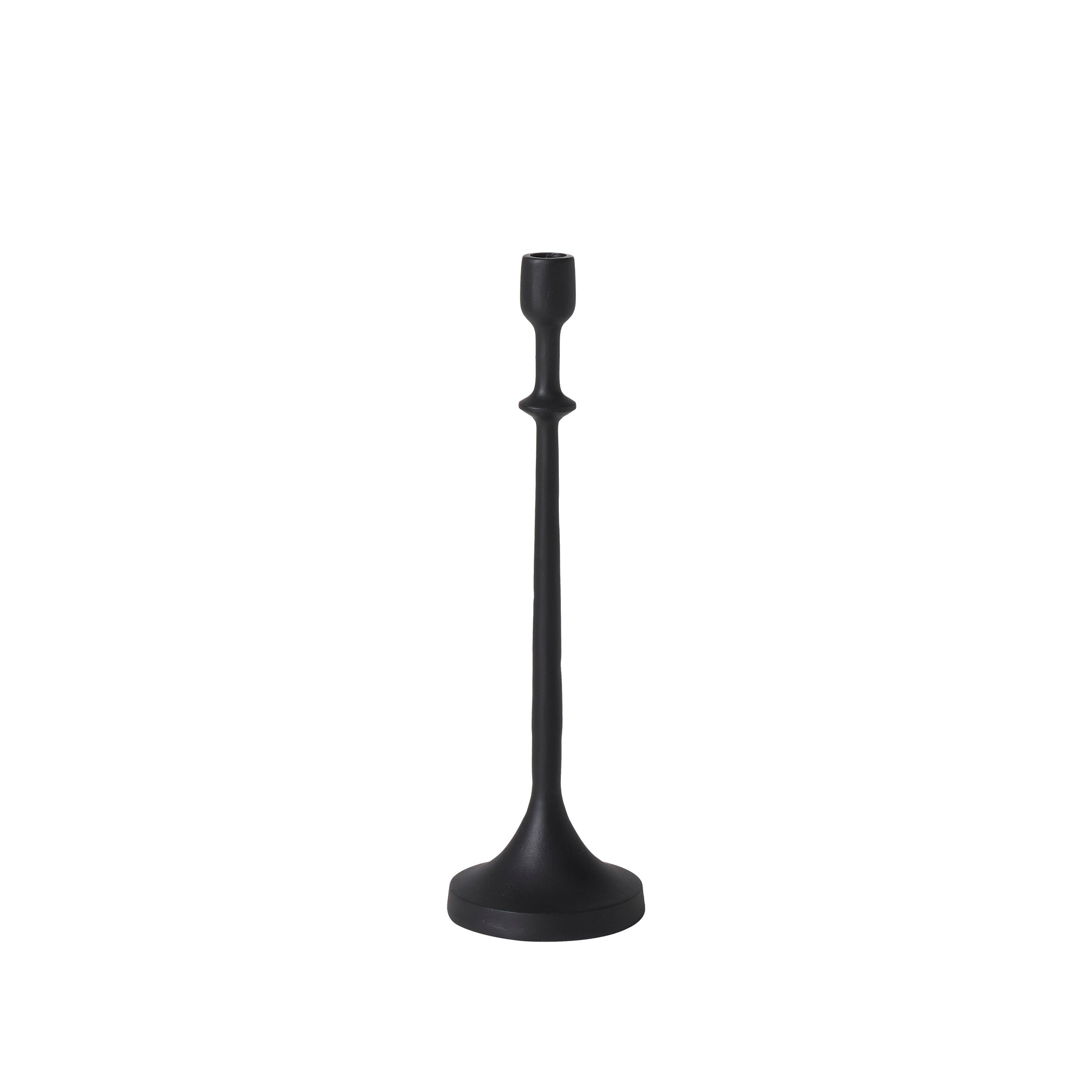 Albero Candle Holder in black, tall and slender design with a round base.