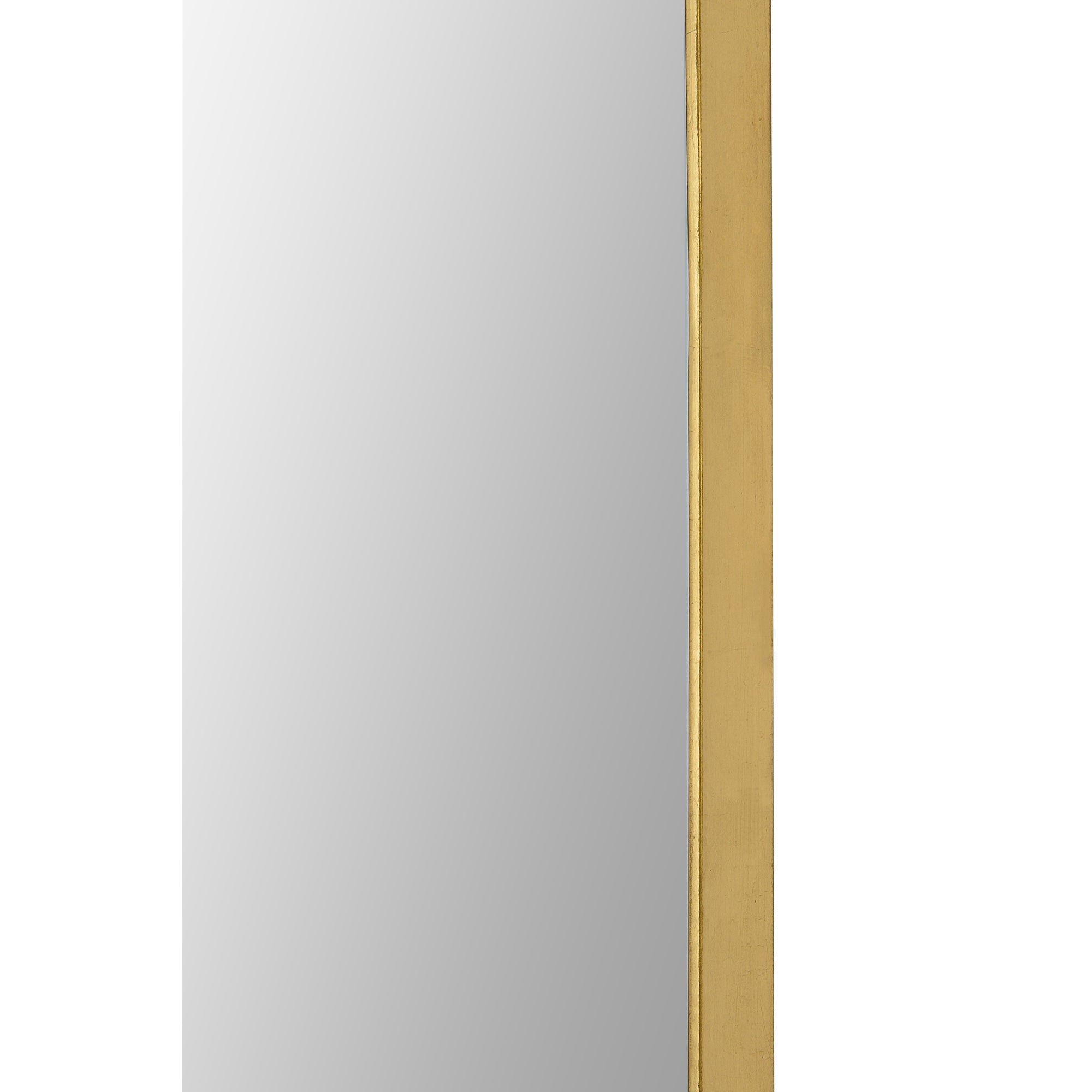 Marius Full Length Mirror with a sleek gold frame and reflective surface, showcasing a modern design.