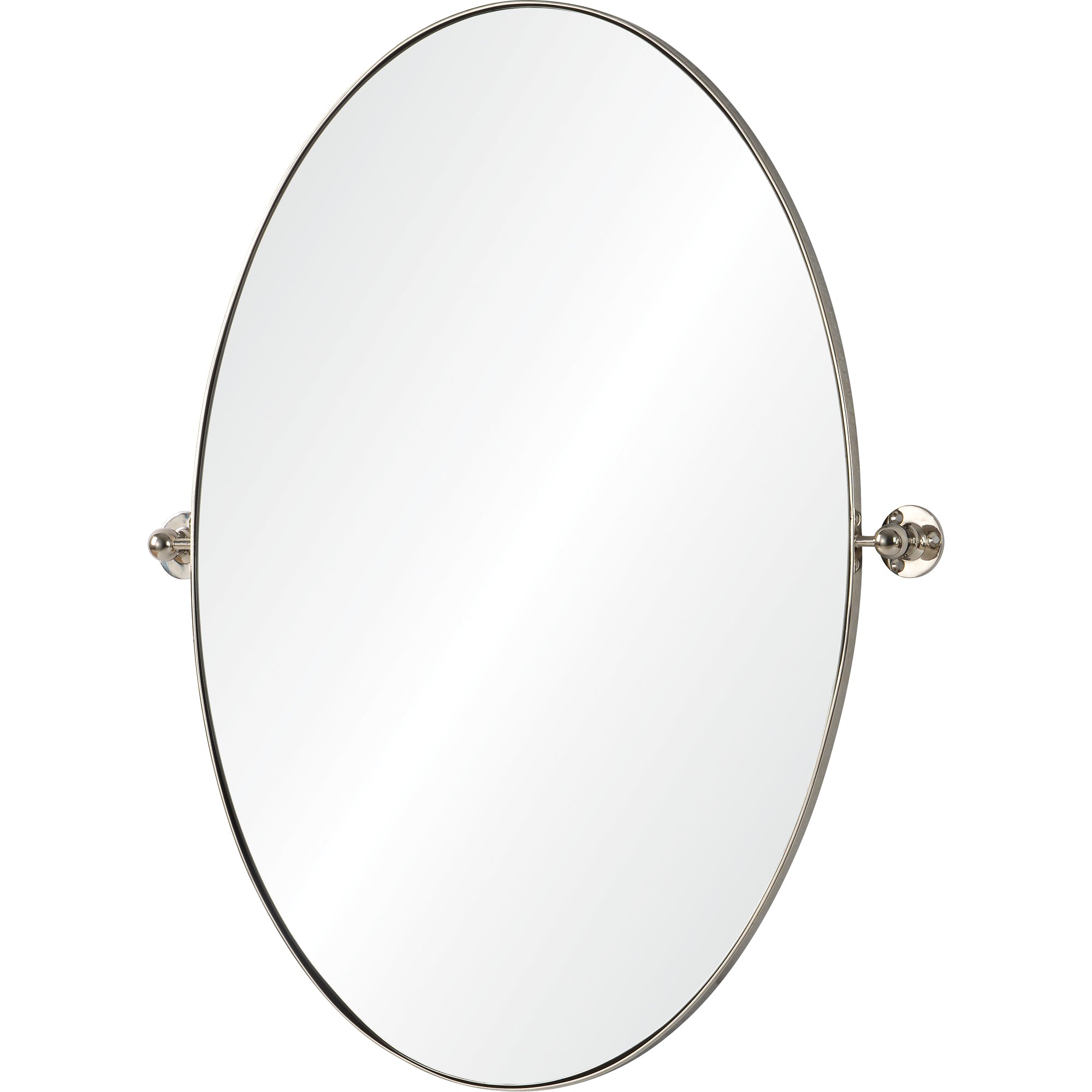 Azalea Wall Mirror featuring an oval shape and silver accents, angled view