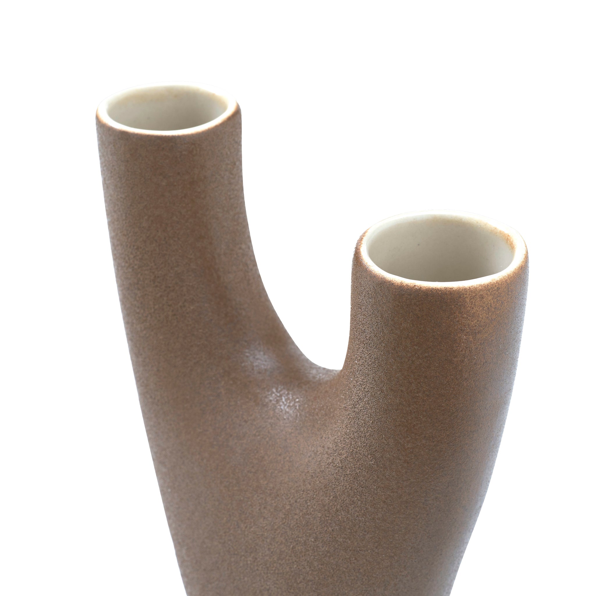 Garnier Small Vase with a textured brown exterior and white interior, highlighting its modern design.