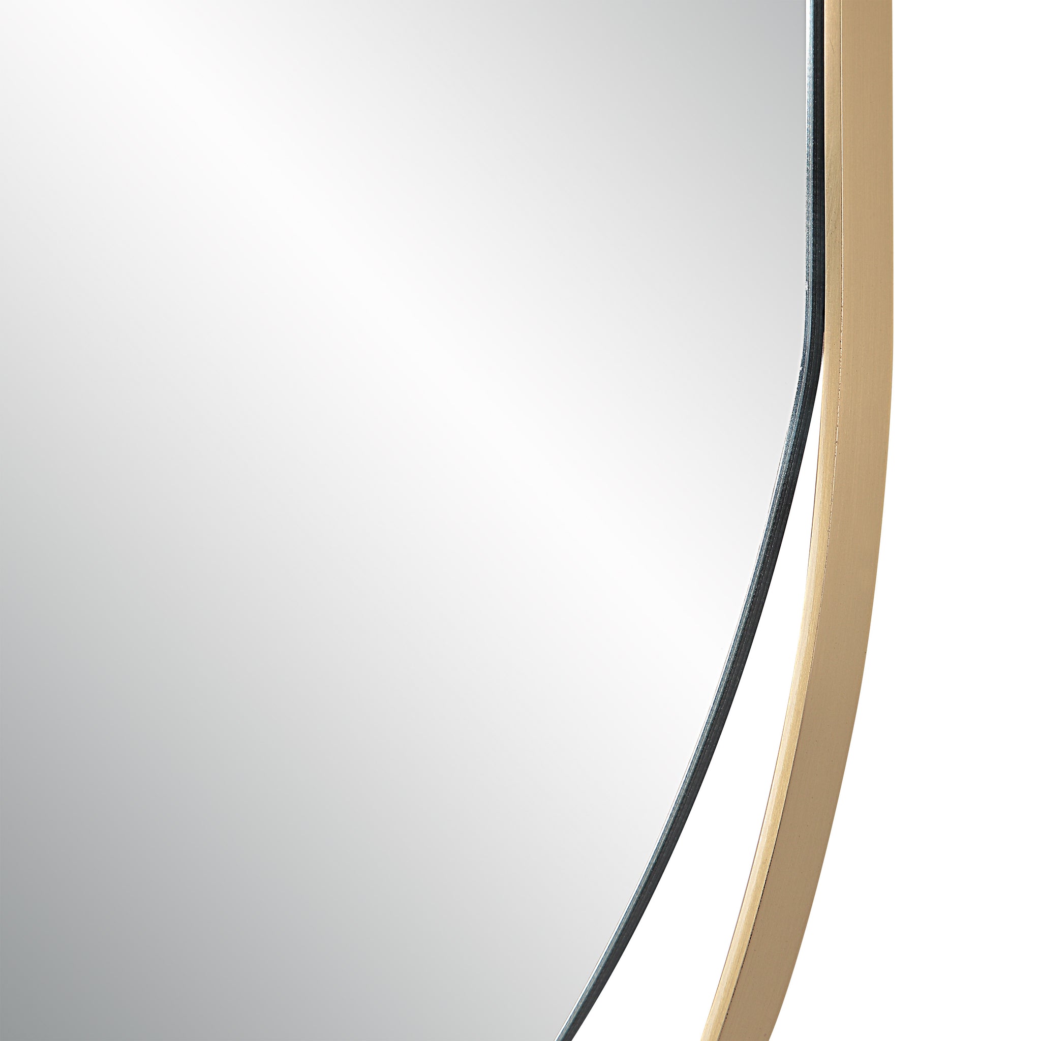 Close-up of Ecru Wall Mirror showcasing the smooth surface and gold frame detail.
