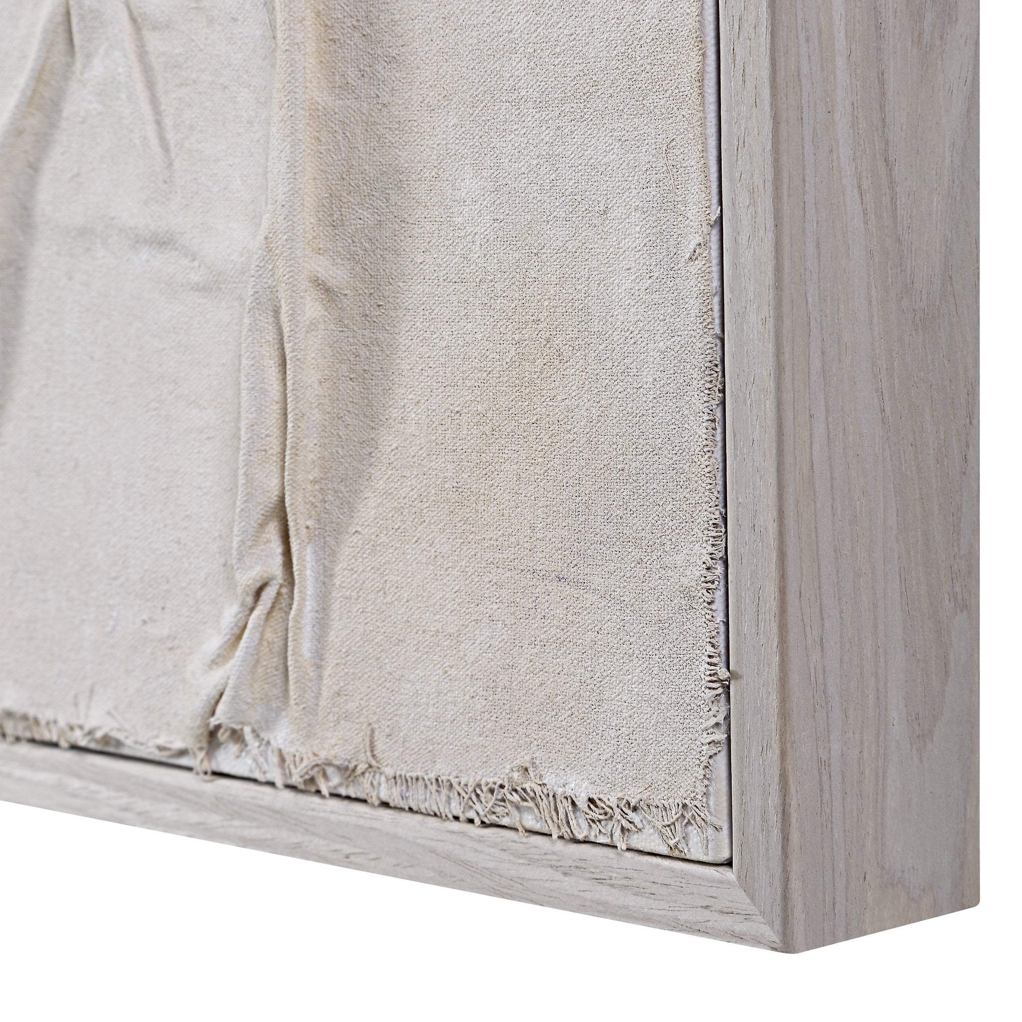 Bianchi wall art featuring a textured canvas with frayed edges and a light wood frame.