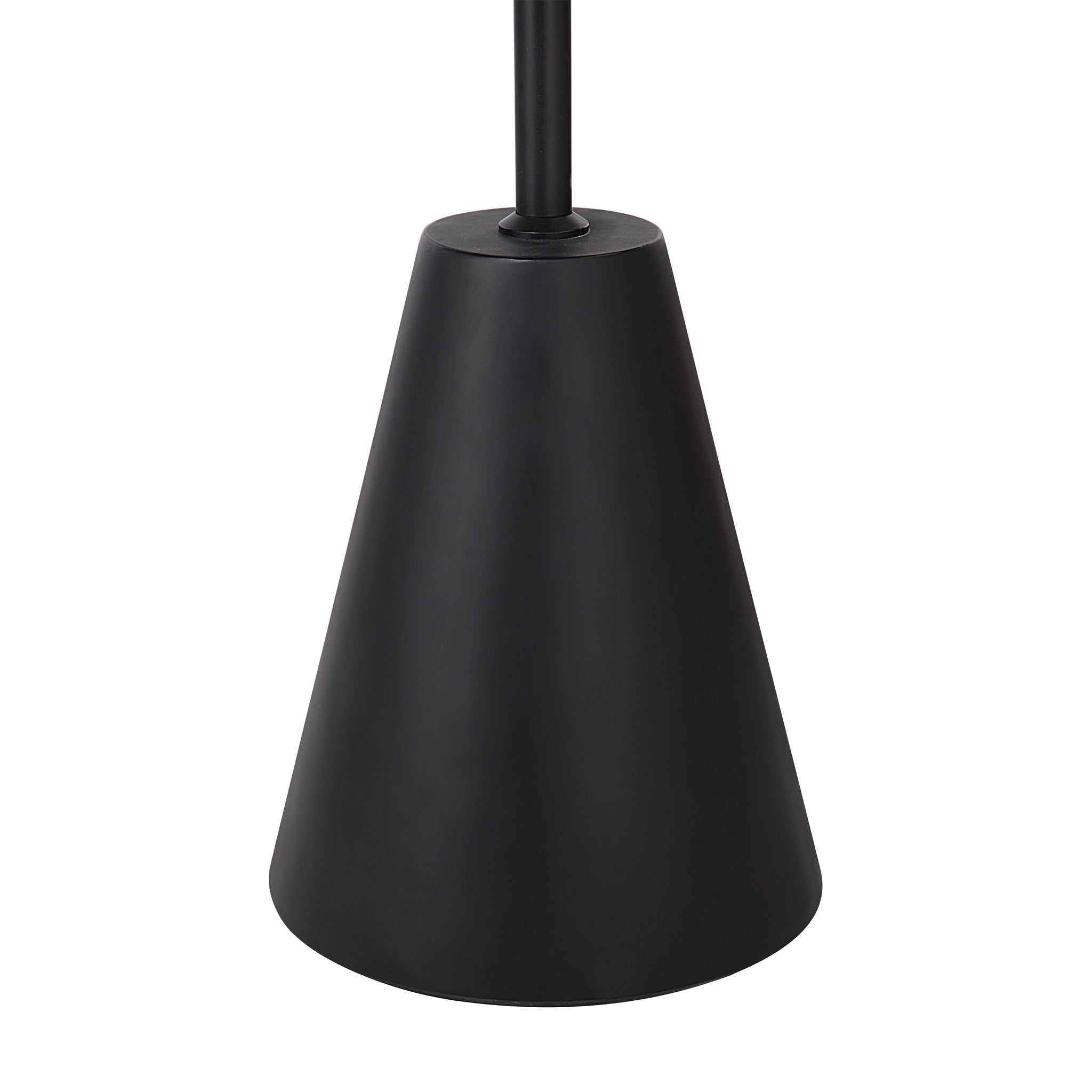 Close-up of the Cooke Floor Lamp's black conical base, highlighting its smooth finish.